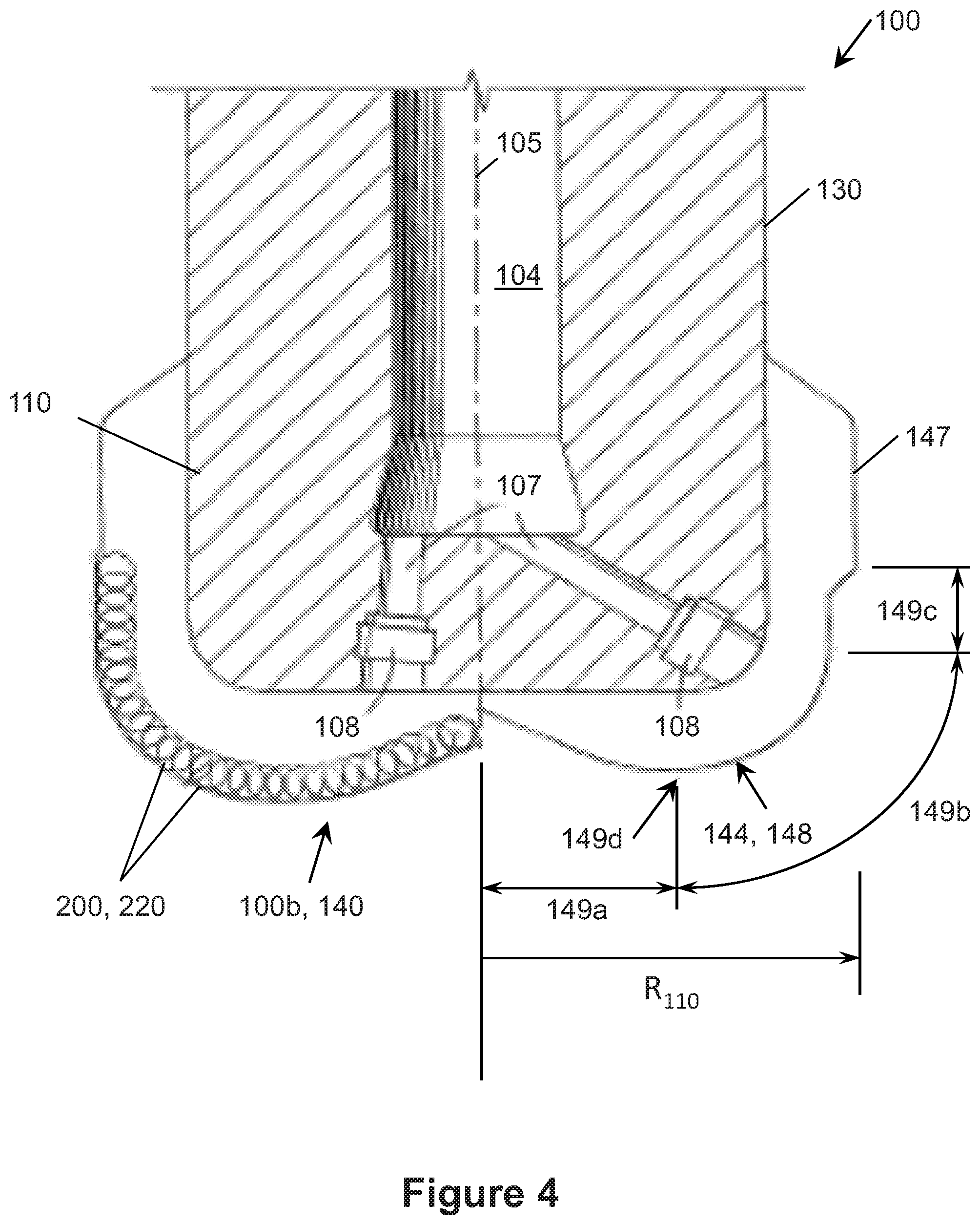 Patent US12139968 Figure 4 – Drill bit cutter elements and drill bits including same