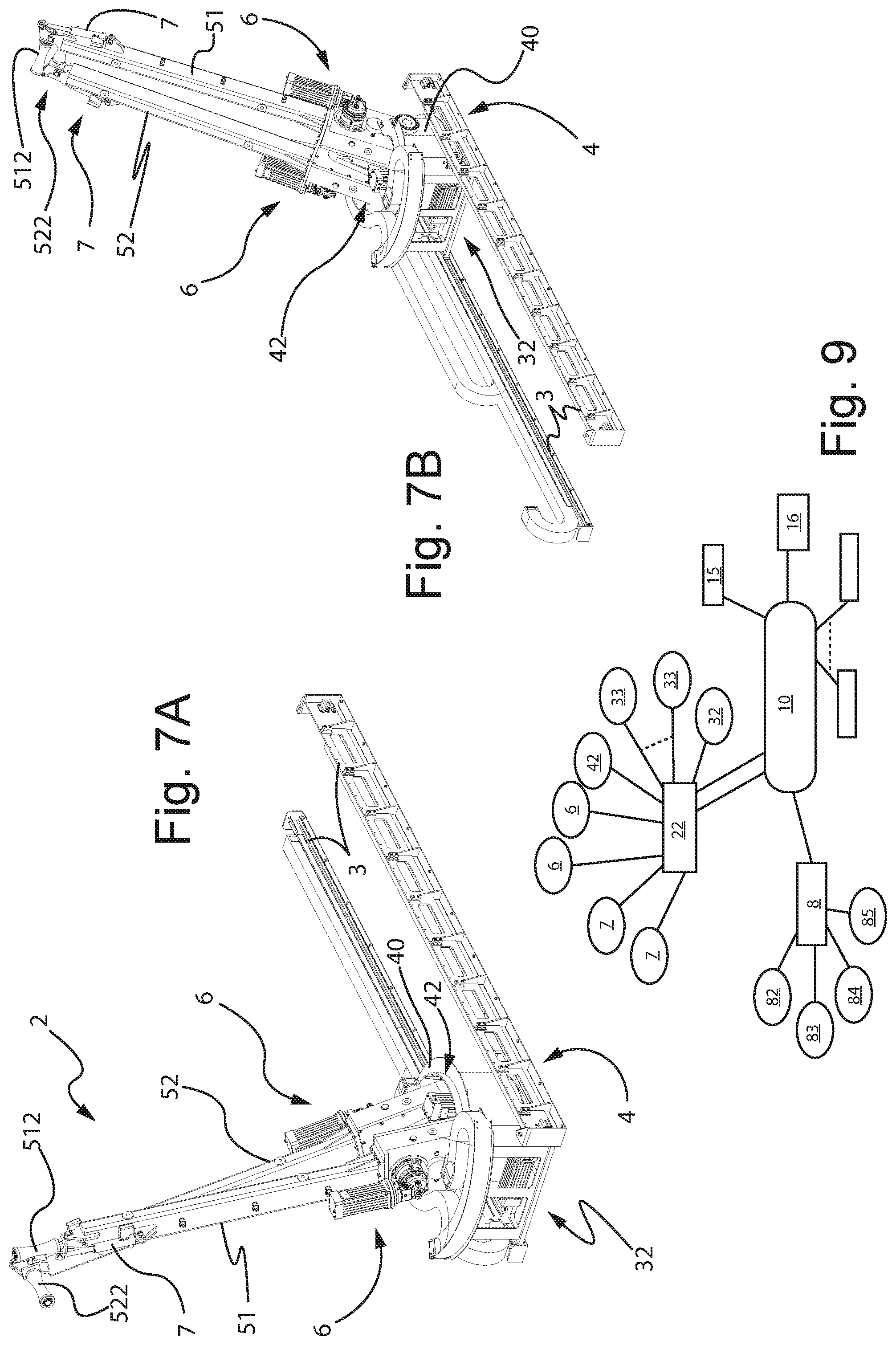 Patent US12139976 Figure 7 – Stabilization manipulator for moving drilling elements in a drilling rig, manipulation system and drilling rig