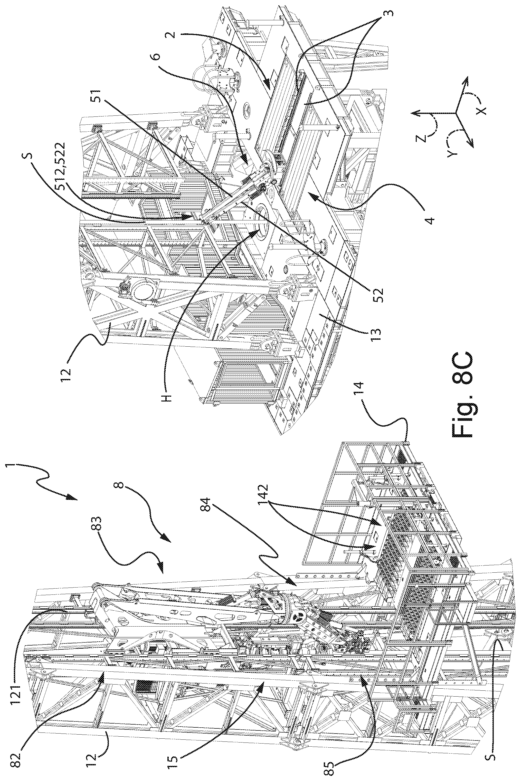 Patent US12139976 Figure 10 – Stabilization manipulator for moving drilling elements in a drilling rig, manipulation system and drilling rig