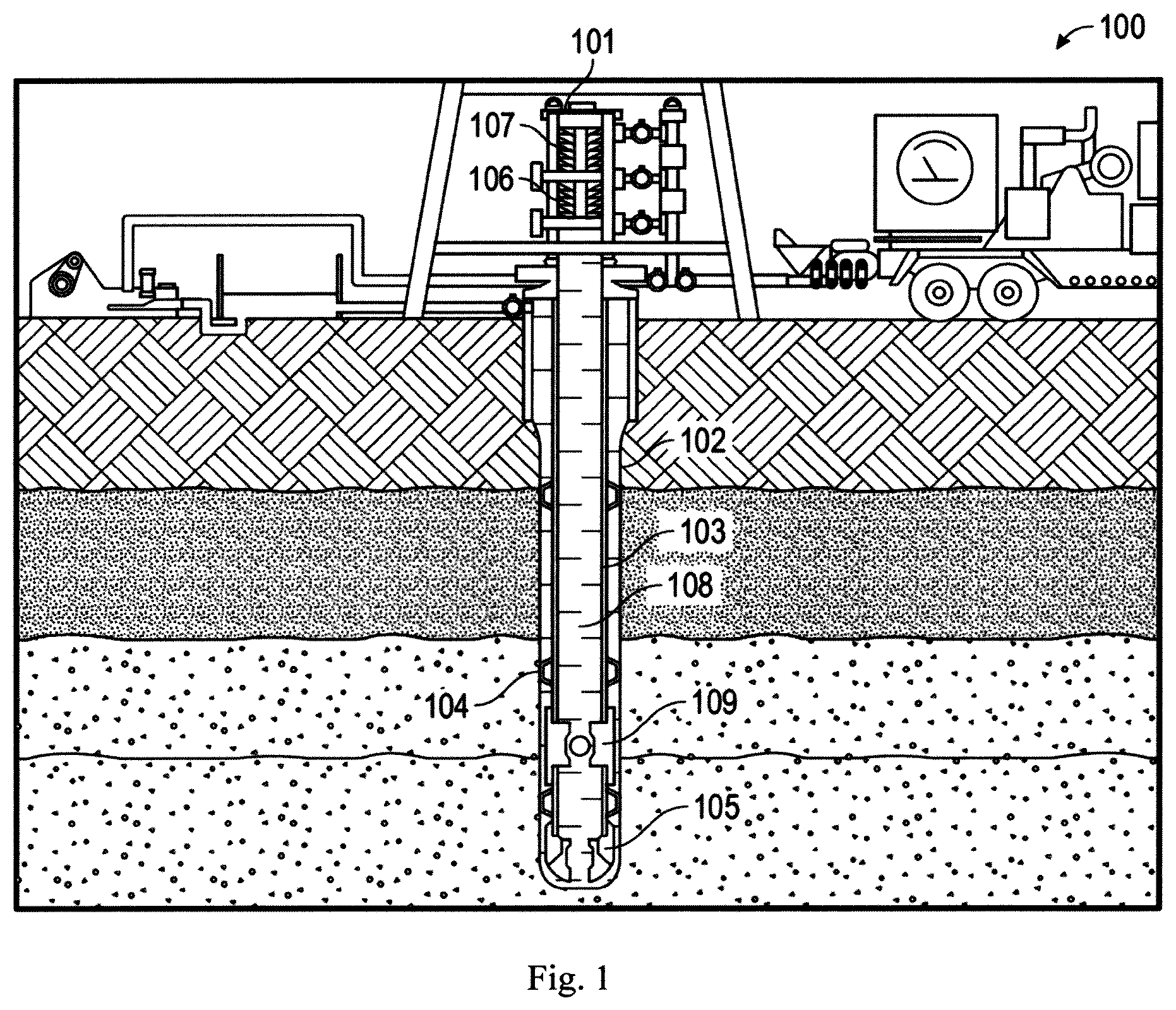 Patent US12139996 — Methods for determining positions of fluid interfaces and detecting cement setting in a subterranean wellbore — Figure 1