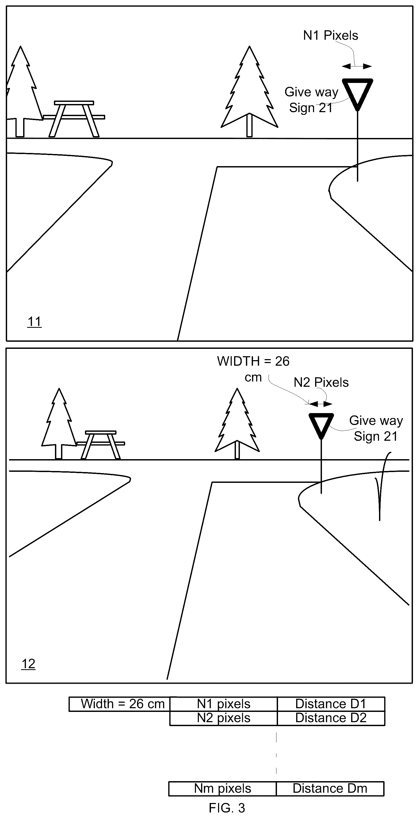 Patent US12142005 Figure 3 – Camera based distance measurements