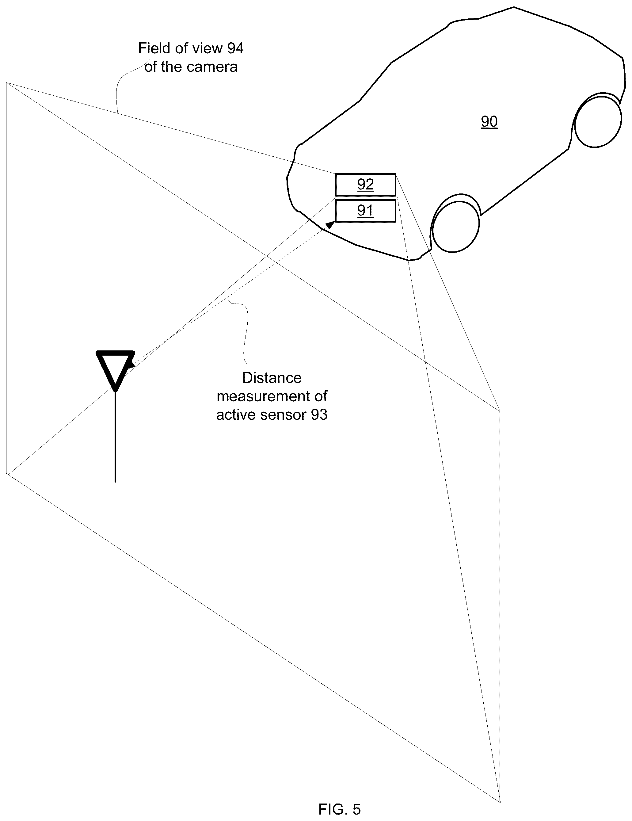 Patent US12142005 Figure 5 – Camera based distance measurements
