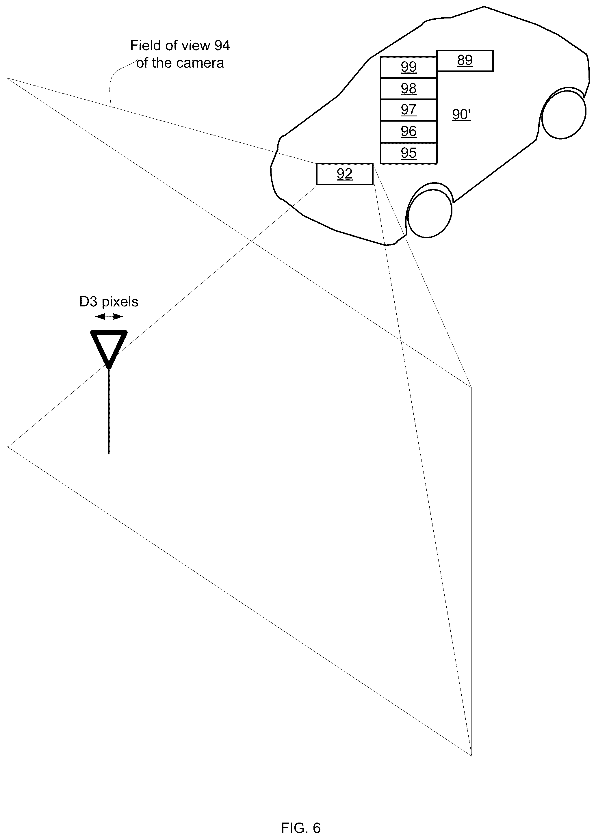 Patent US12142005 Figure 6 – Camera based distance measurements
