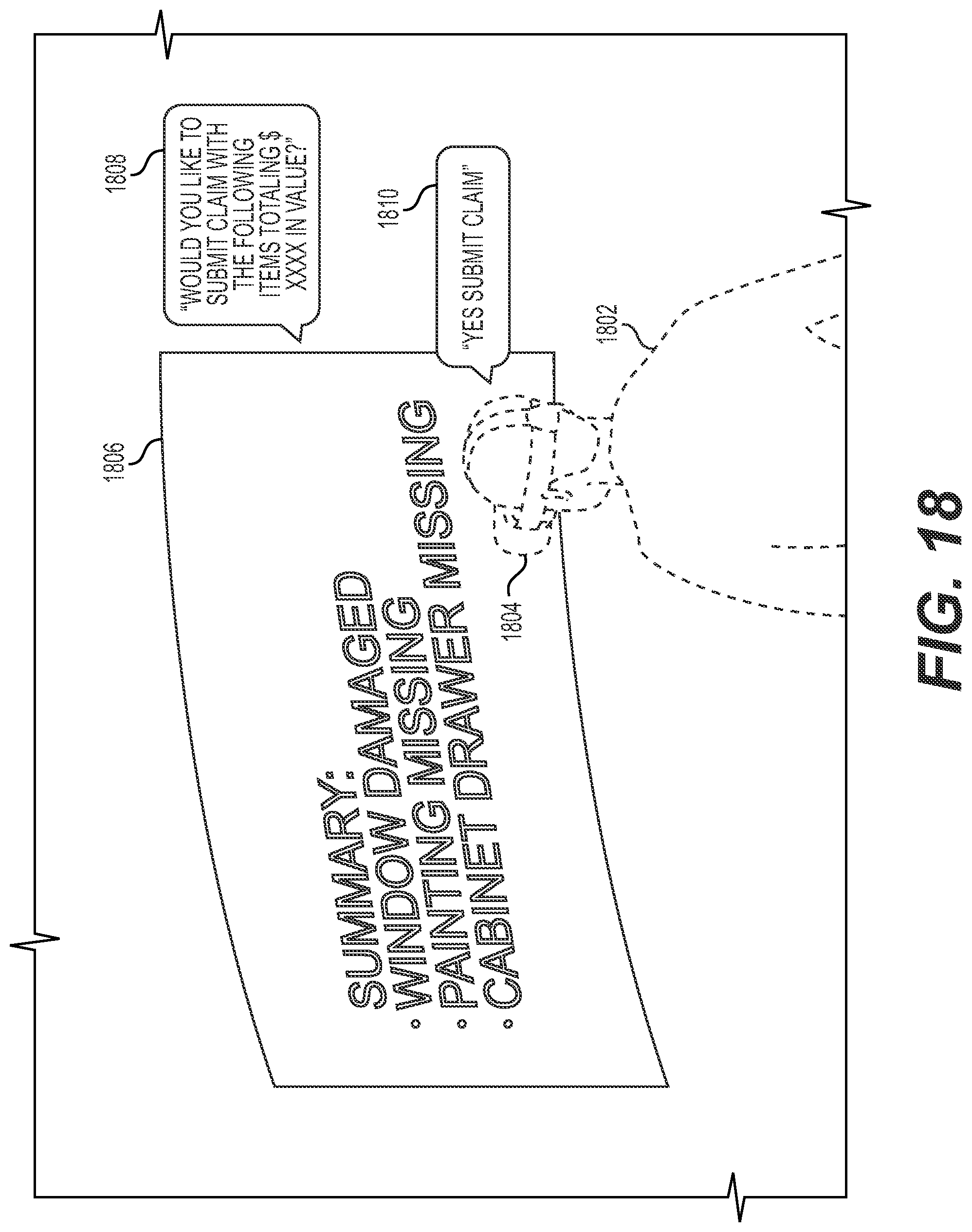 Patent US12142039 Figure 18 – Interactive insurance inventory and claim generation