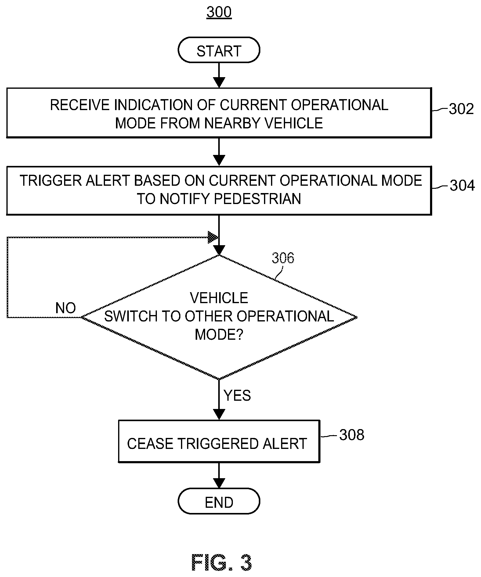 Patent US12142139 Figure 3 – Autonomous vehicle mode alert system for bystanders