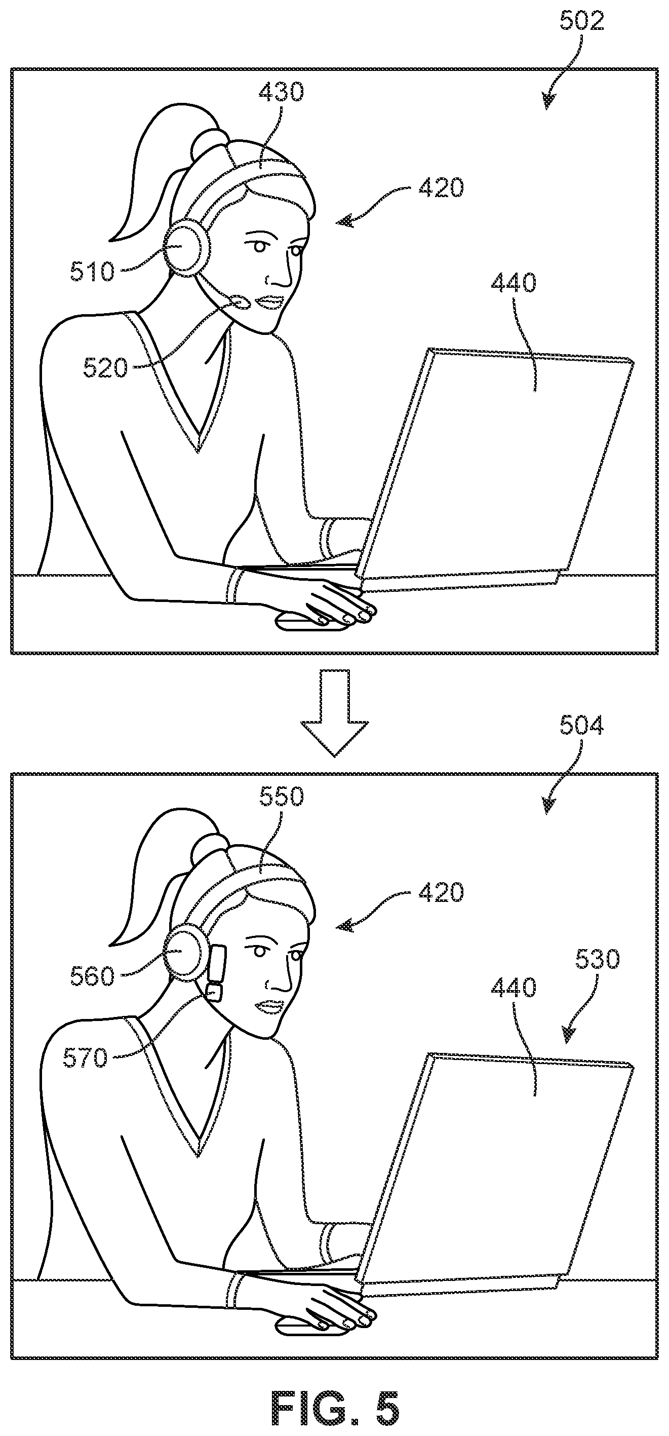 Patent US12142264 Figure 5 – Noise reduction in shared workspaces