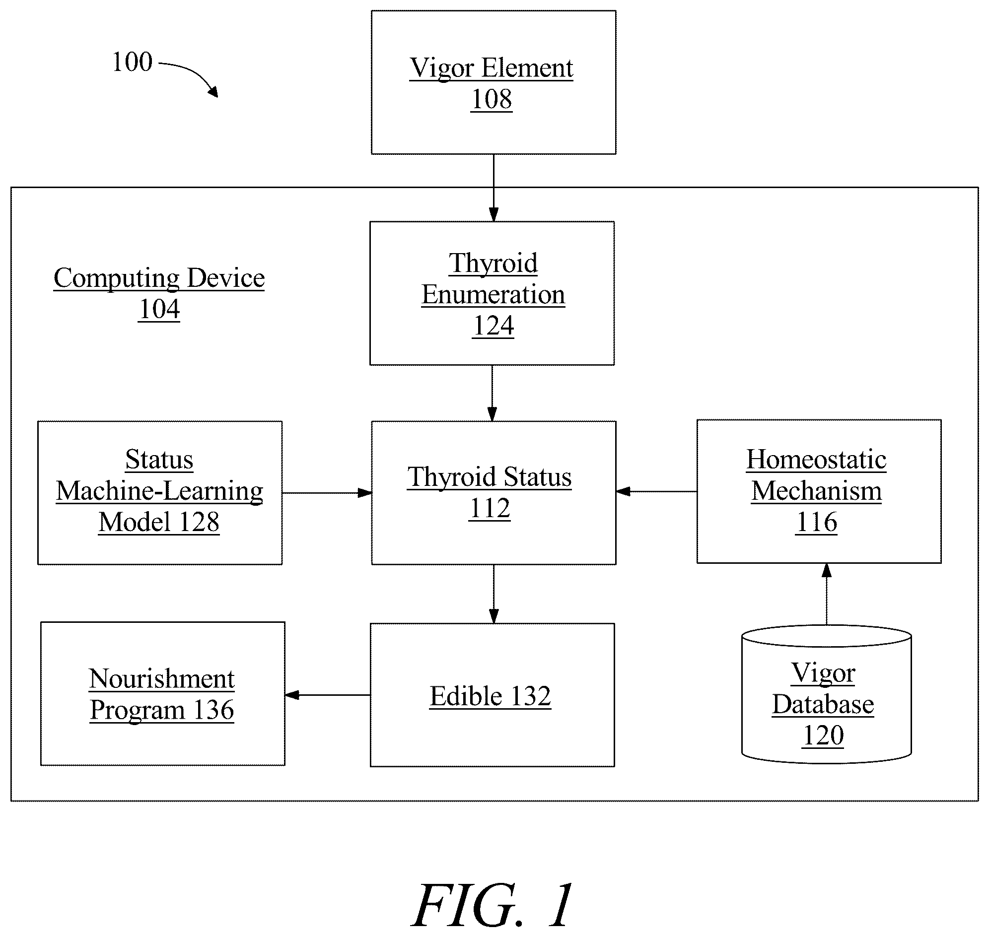 Patent US12142362 Figure 1 – System and method for generating a thyroid malady nourishment program