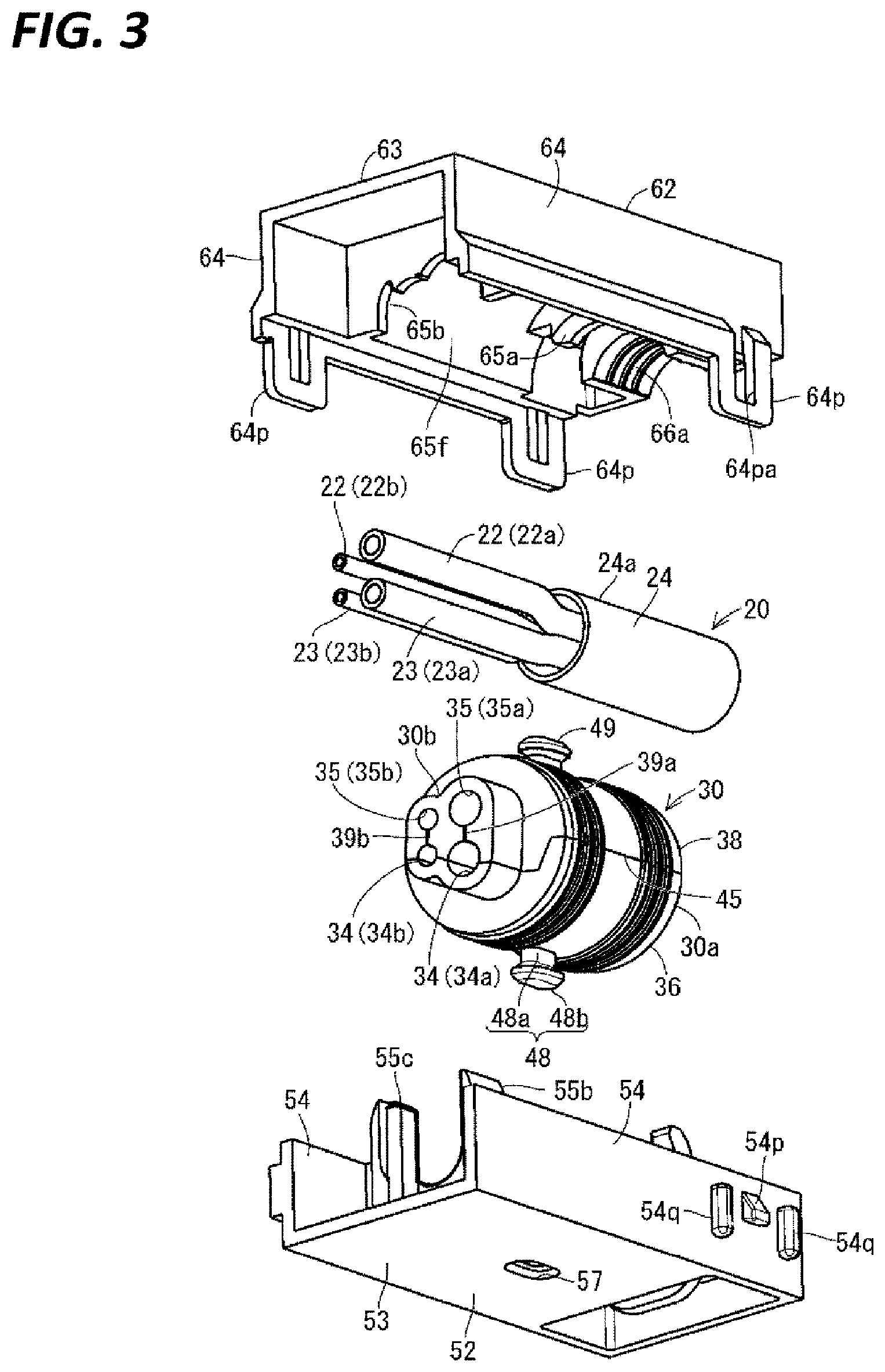 Patent US12142400 Figure 3 – Wiring module and elastic waterproofing member