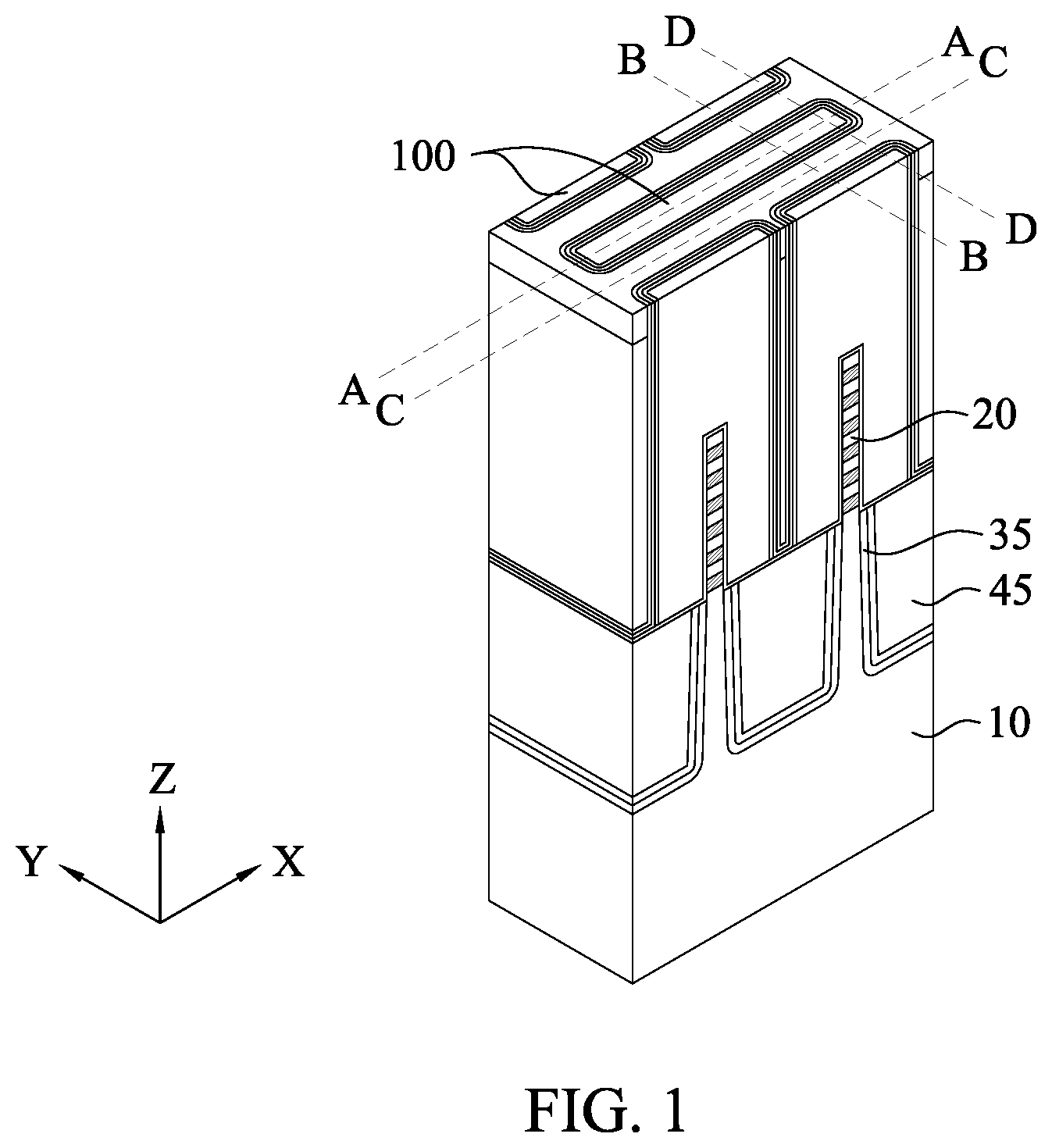 Patent US12142529 Figure 1 – Semiconductor device including a gate-all-around field effect transistor