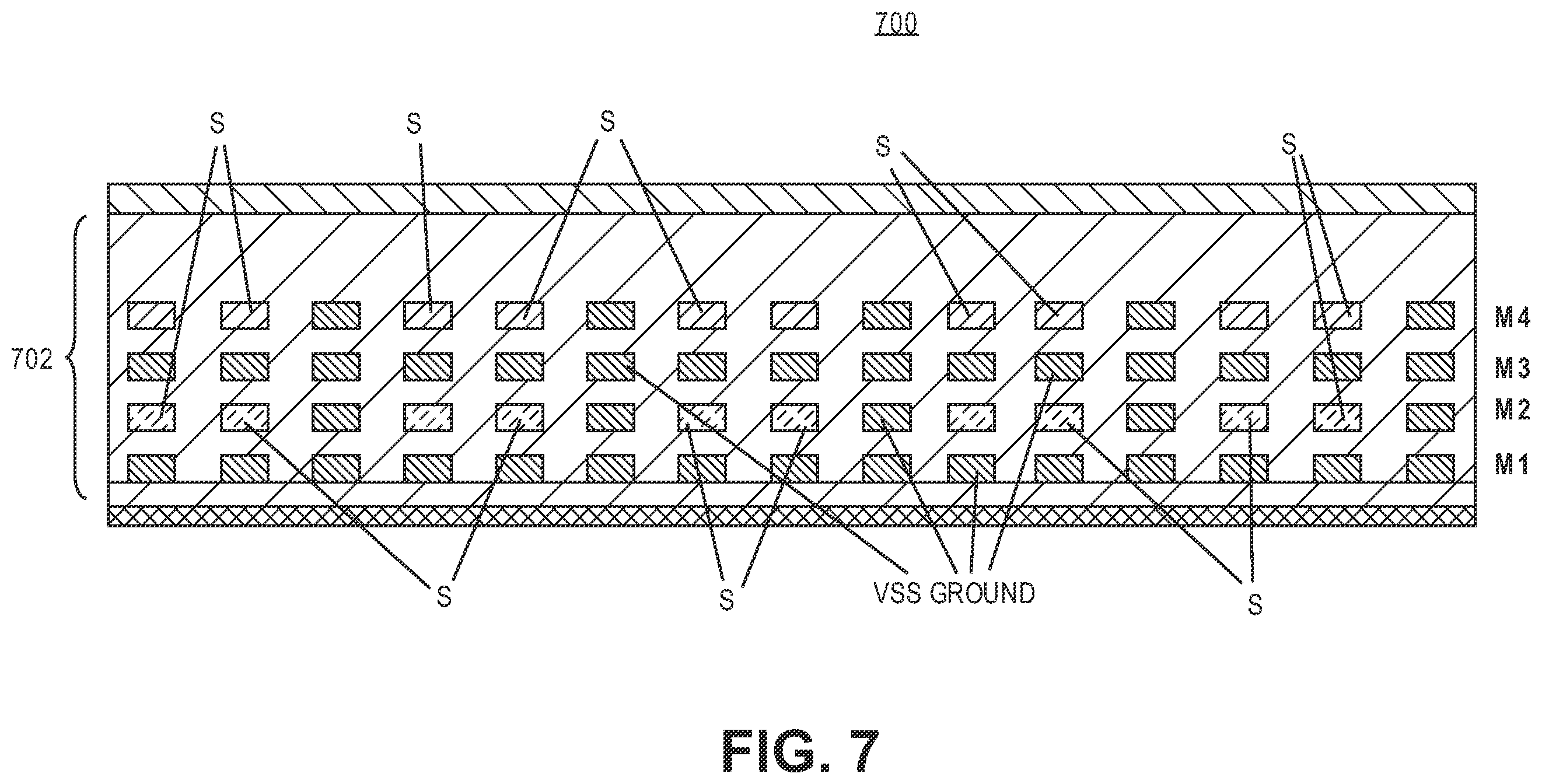 Patent US12142553 Figure 7 – Guard ring design enabling in-line testing of silicon bridges for semiconductor packages