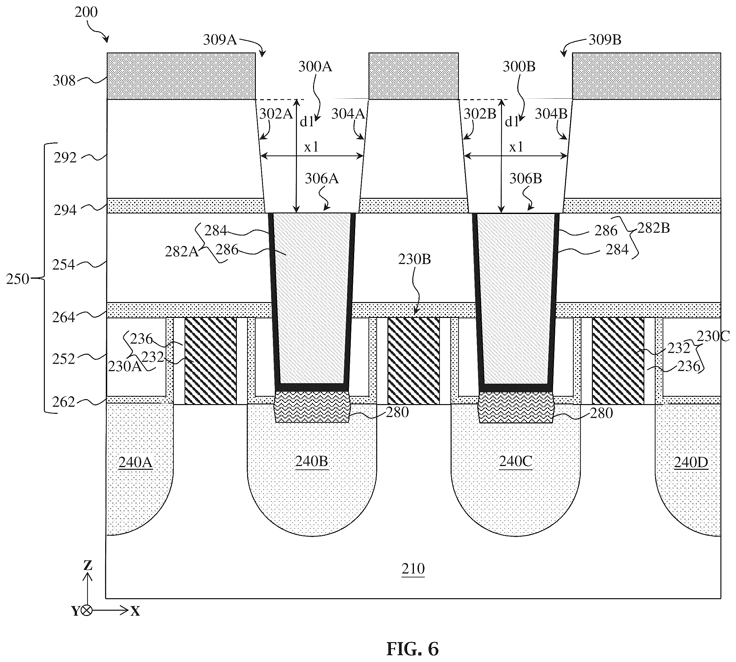 Patent US12142565 Figure 7 – Different via configurations for different via interface requirements