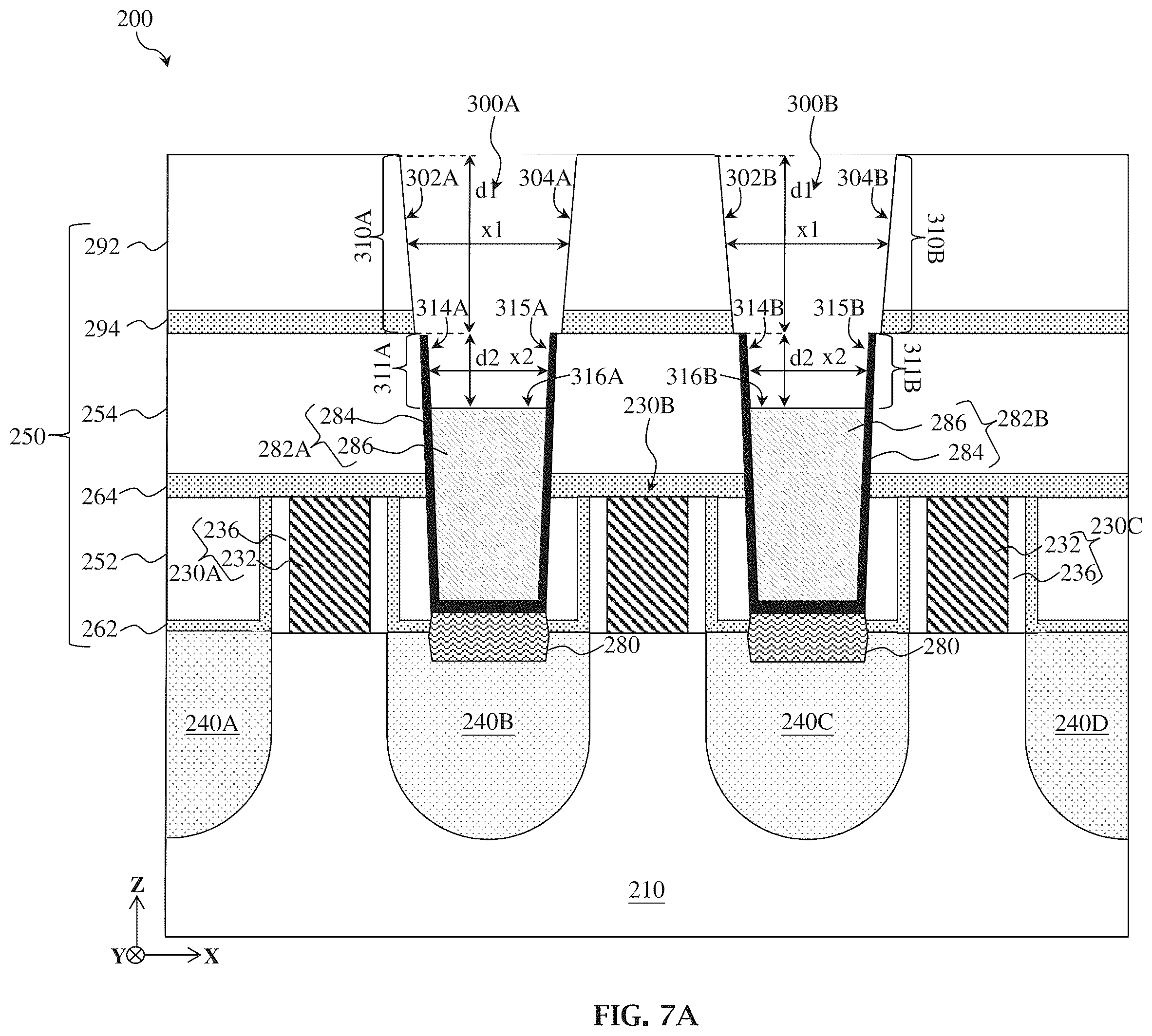 Patent US12142565 Figure 8 – Different via configurations for different via interface requirements