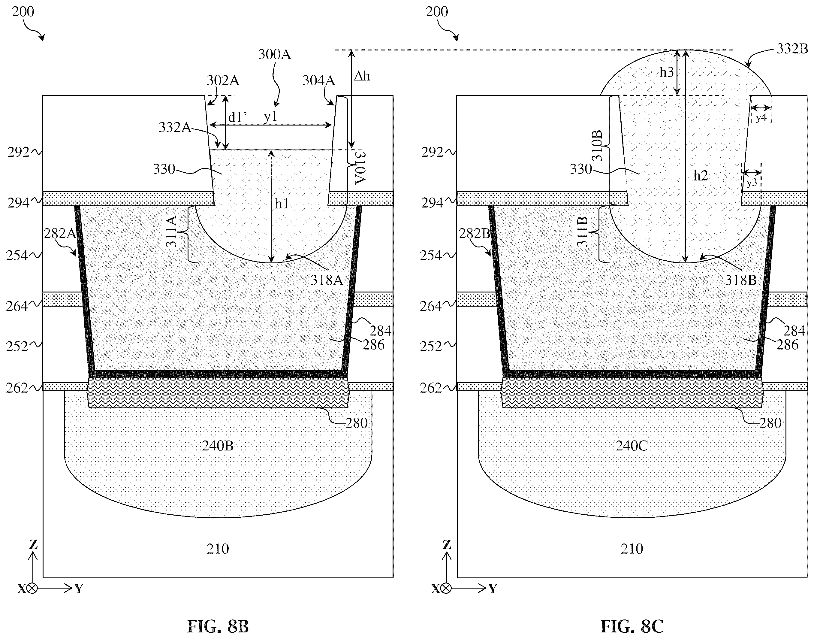 Patent US12142565 Figure 11 – Different via configurations for different via interface requirements