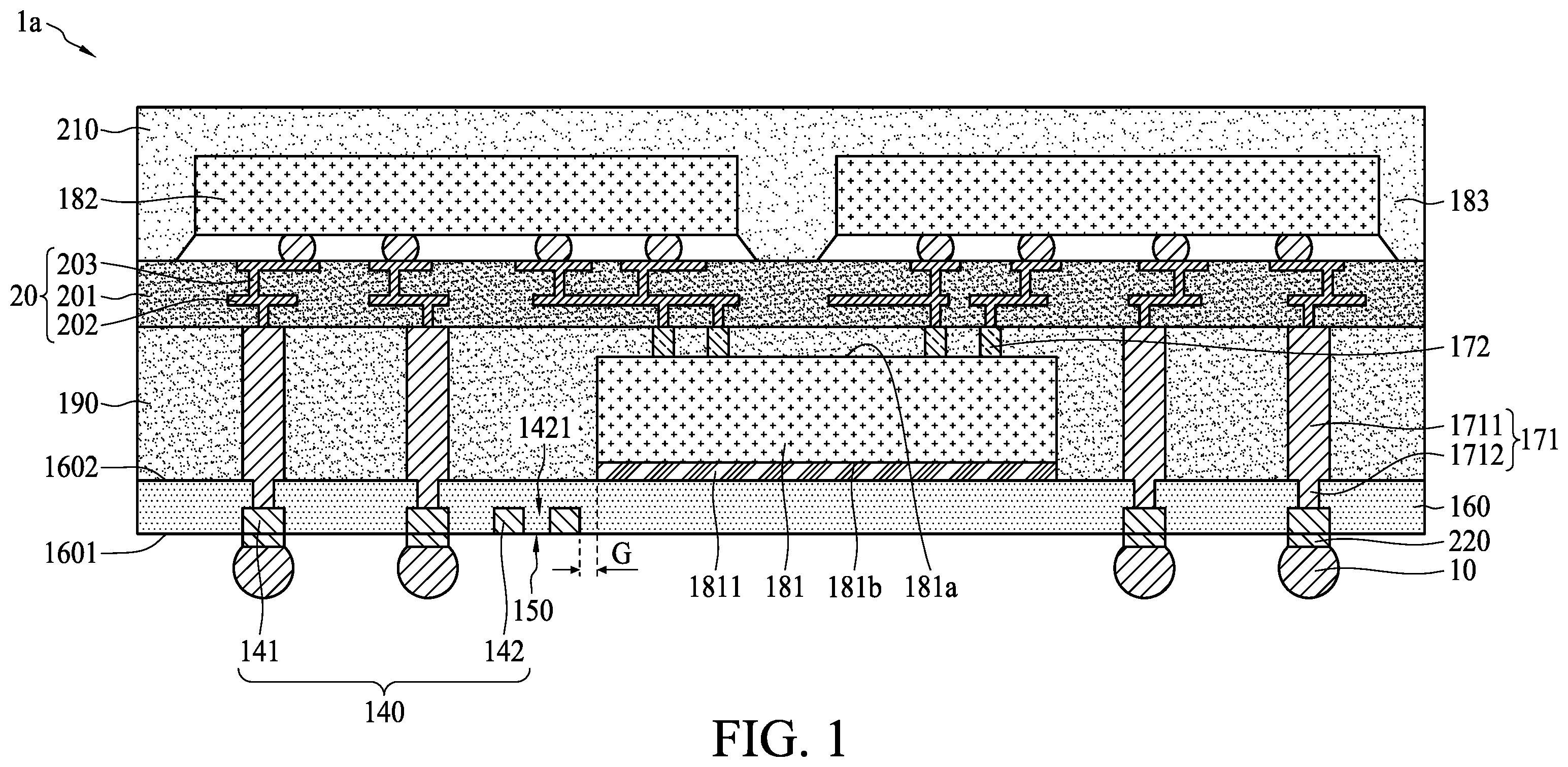Patent US12142576 — Semiconductor package structure and method for manufacturing the same — Figure 1