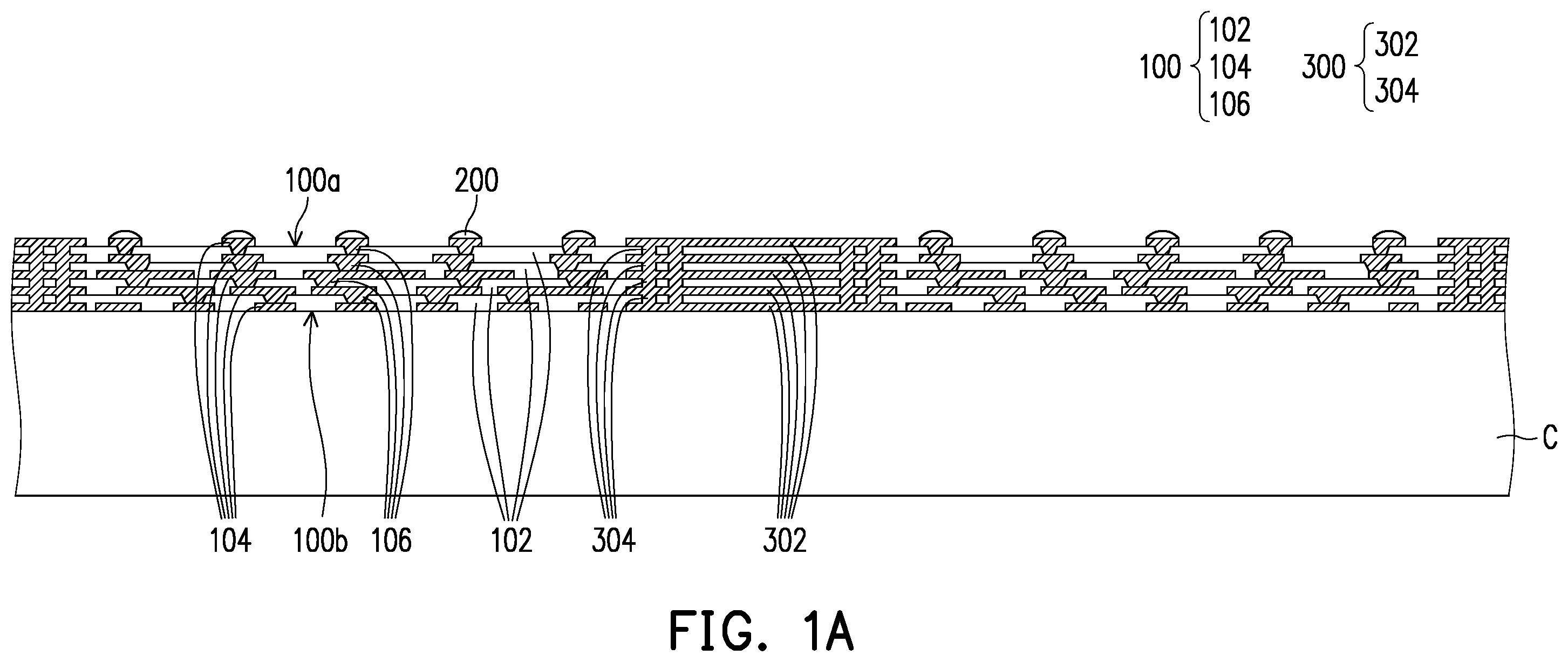 Patent US12142579 Figure 1 – Package structure and manufacturing method thereof