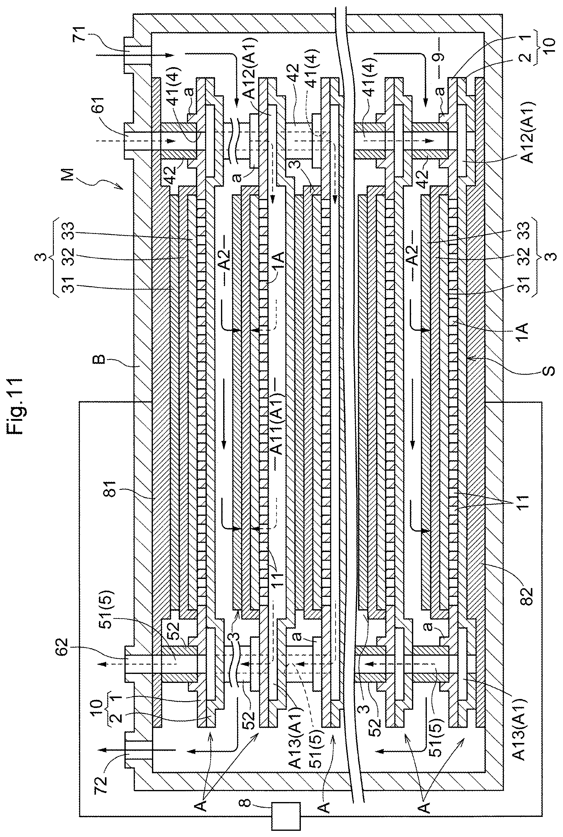 Patent US12142799 Figure 5 – Electrochemical element stack, electrochemical element, electrochemical module, electrochemical device, and energy system
