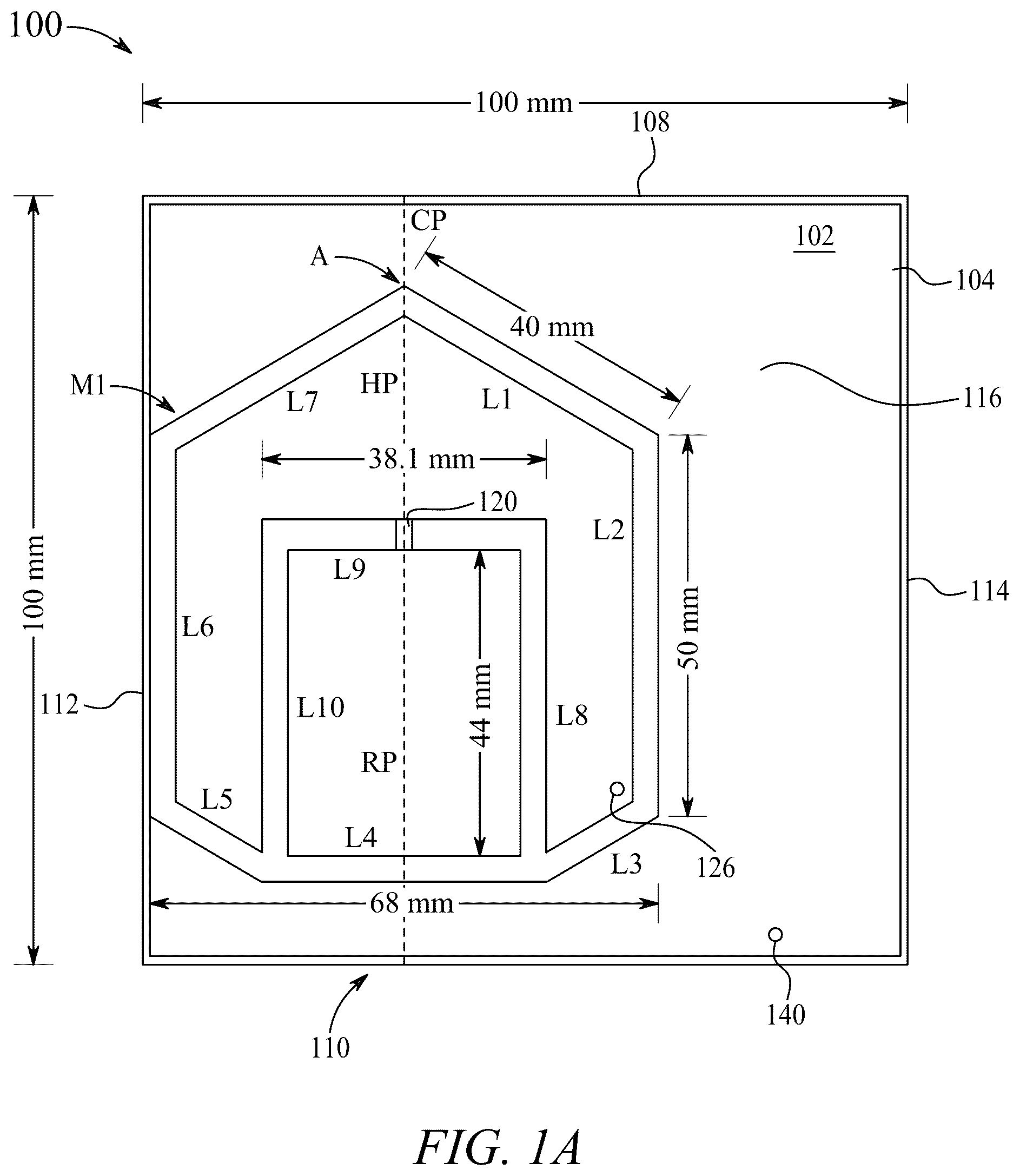 Patent US12142830 Figure 1 – Wide range frequency tunable cubesat antenna