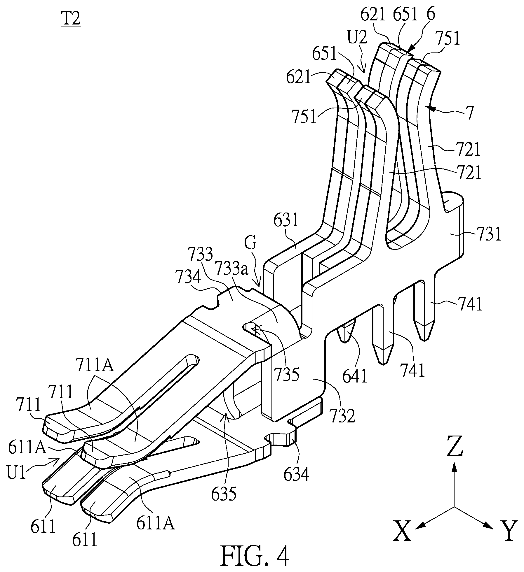Patent US12142862 Figure 4 – Connector with a shunt structure and connector assembly with the same
