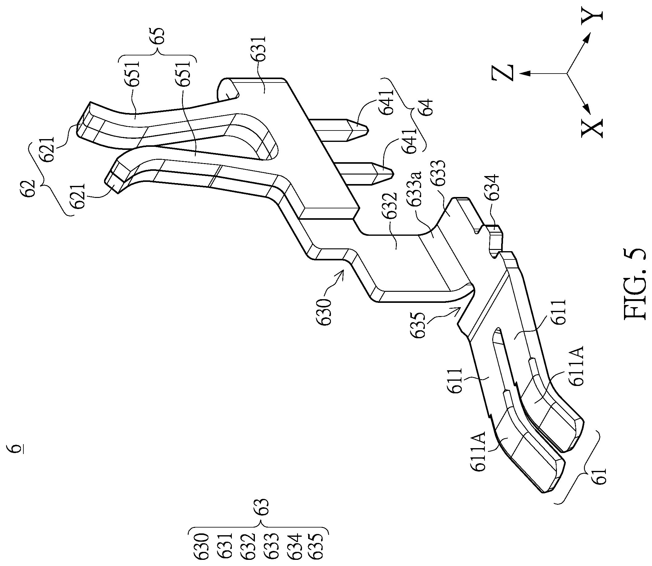 Patent US12142862 Figure 5 – Connector with a shunt structure and connector assembly with the same