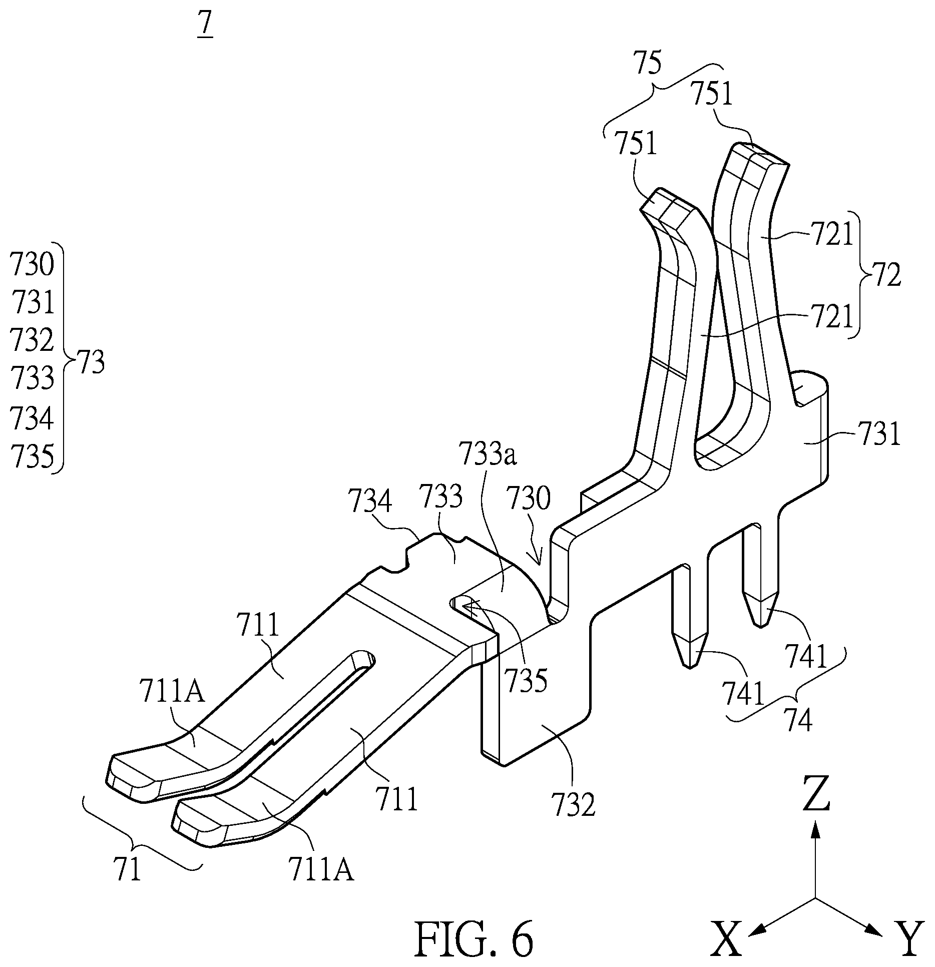 Patent US12142862 Figure 6 – Connector with a shunt structure and connector assembly with the same