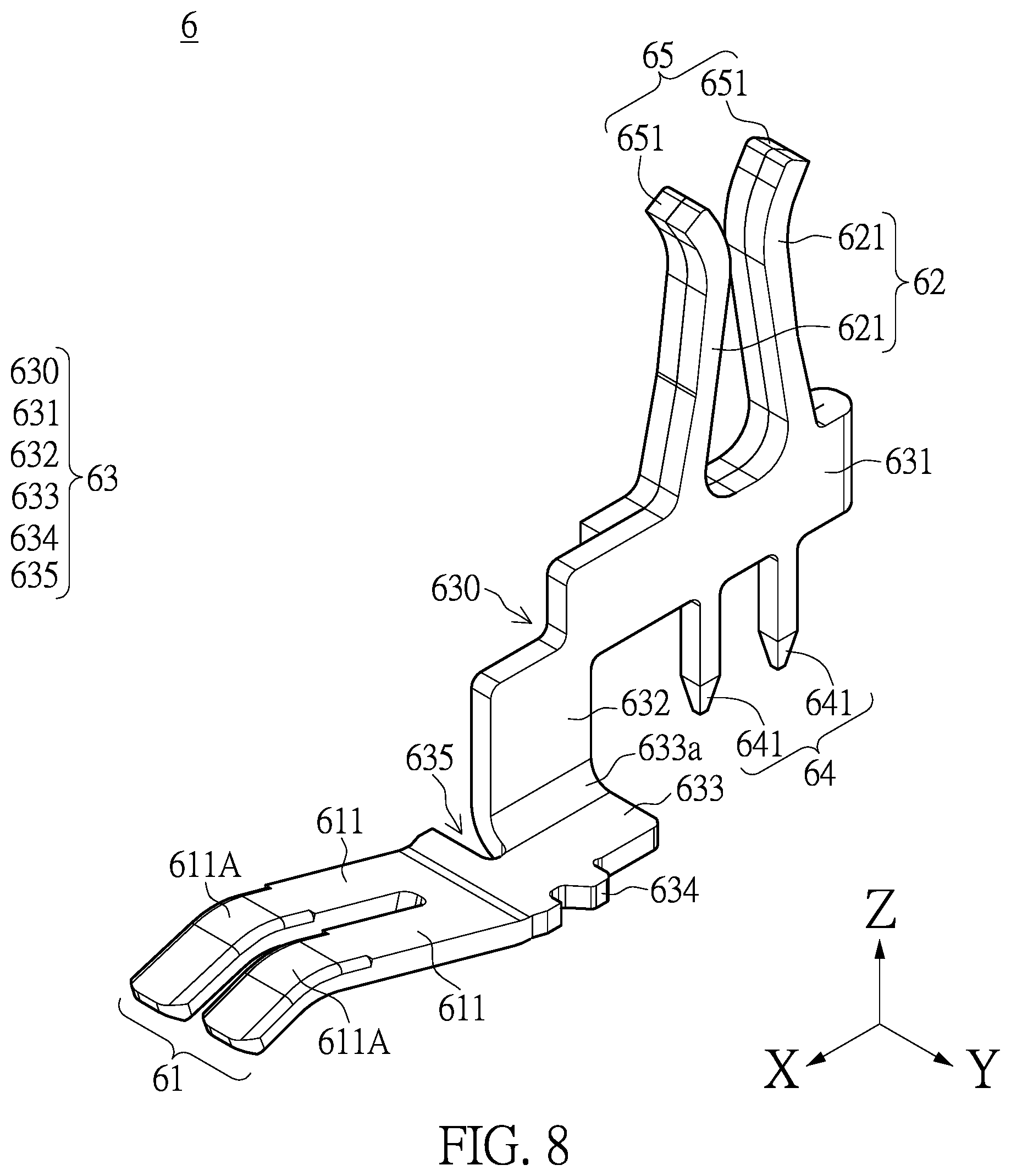 Patent US12142862 Figure 8 – Connector with a shunt structure and connector assembly with the same