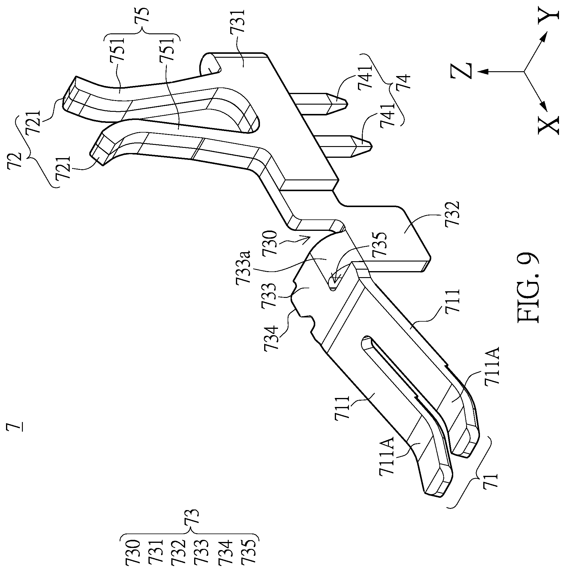 Patent US12142862 Figure 9 – Connector with a shunt structure and connector assembly with the same