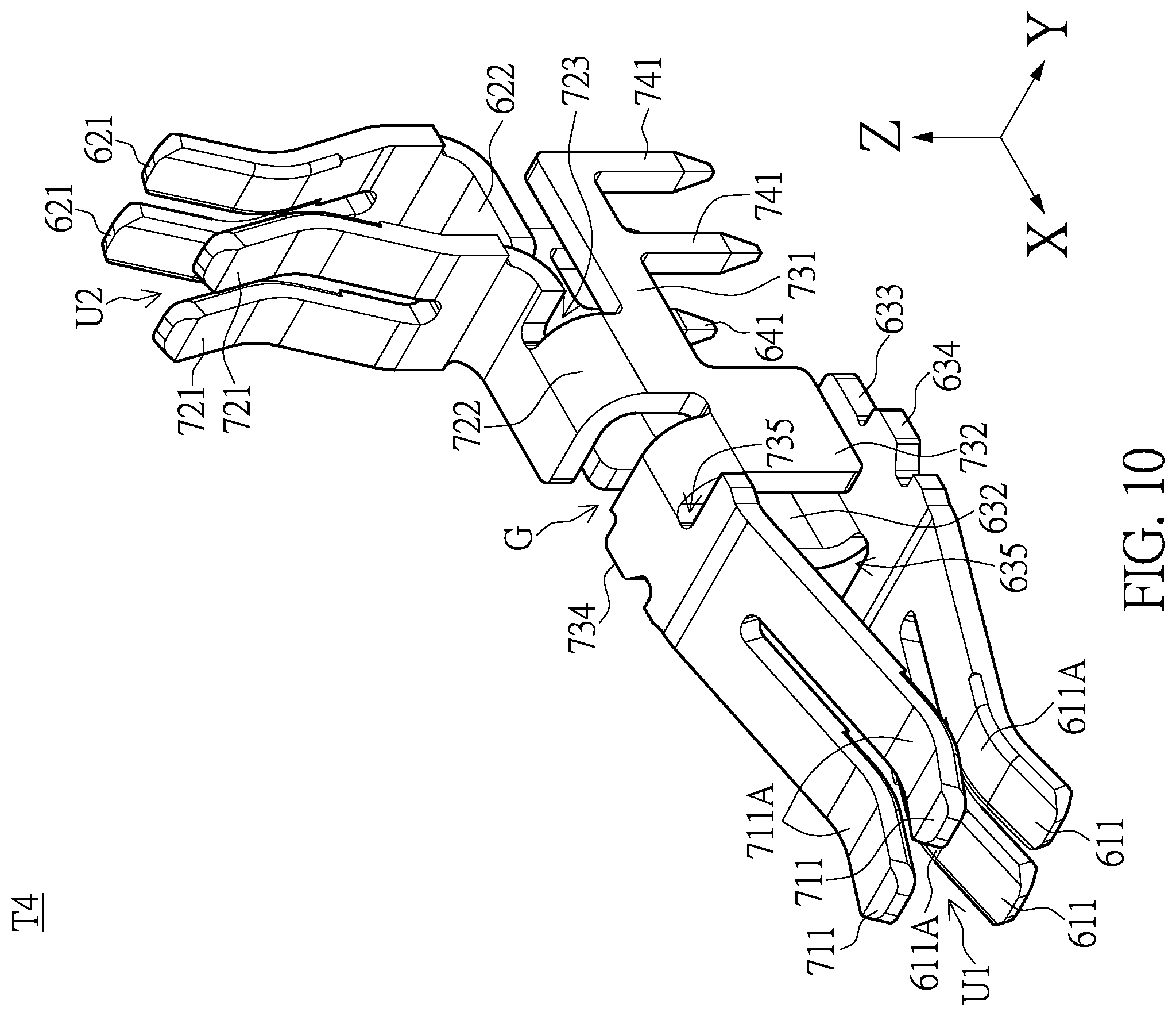 Patent US12142862 Figure 10 – Connector with a shunt structure and connector assembly with the same