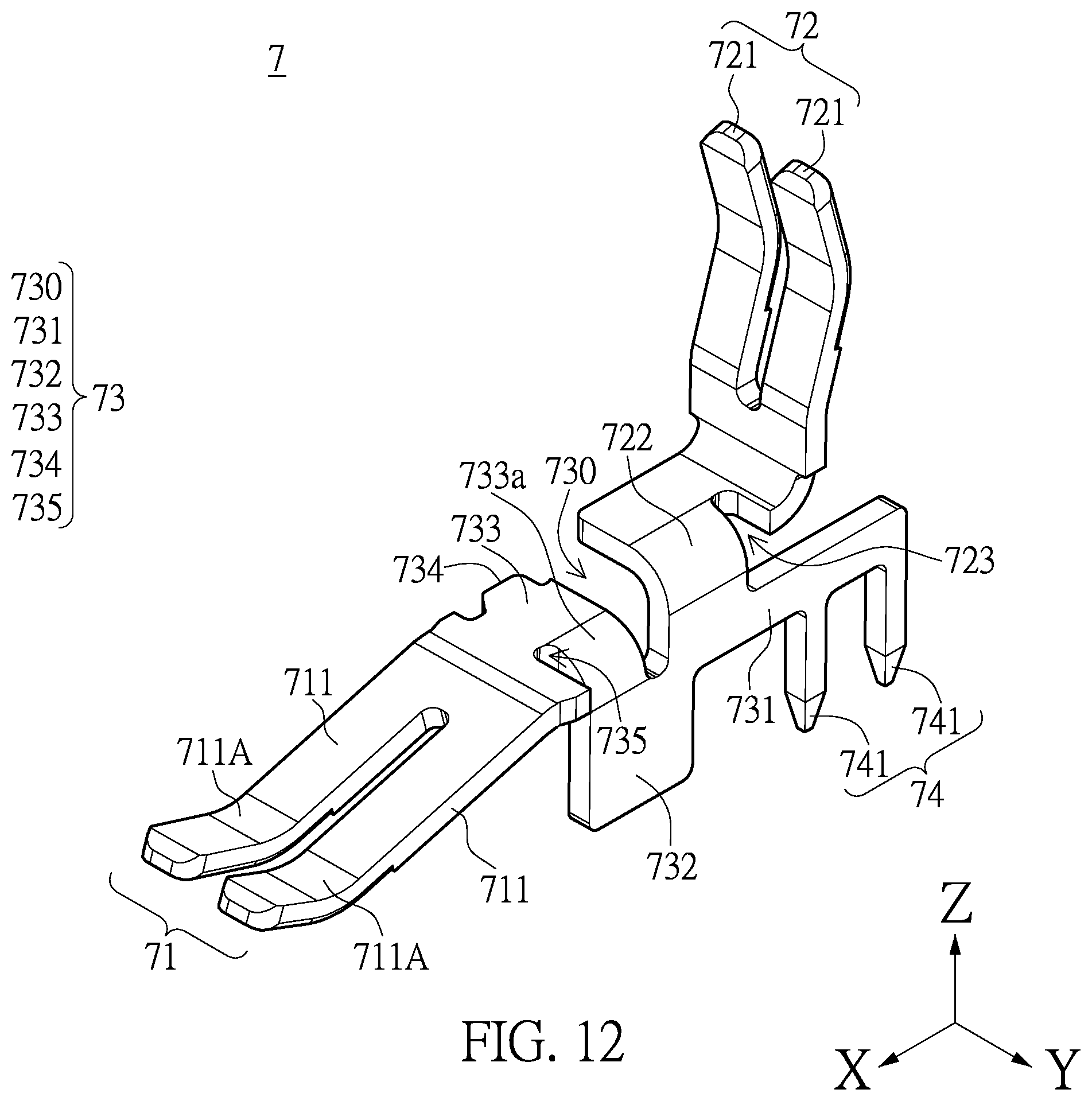 Patent US12142862 Figure 12 – Connector with a shunt structure and connector assembly with the same