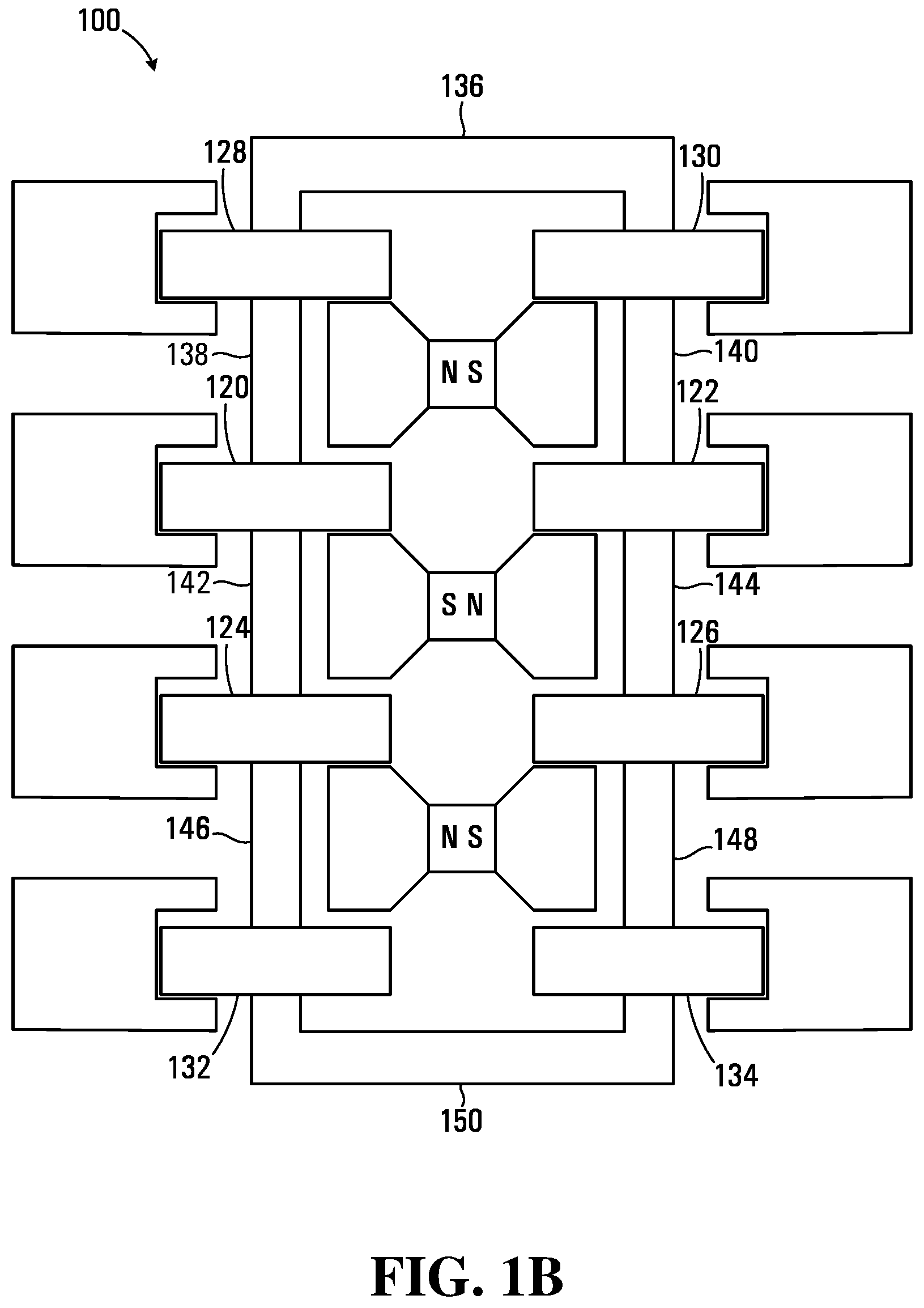 Patent US12142984 Figure 2 – Transducer apparatus having magnetic flux generators with pole pieces, reciprocators and closing pieces for channeling magnetic flux