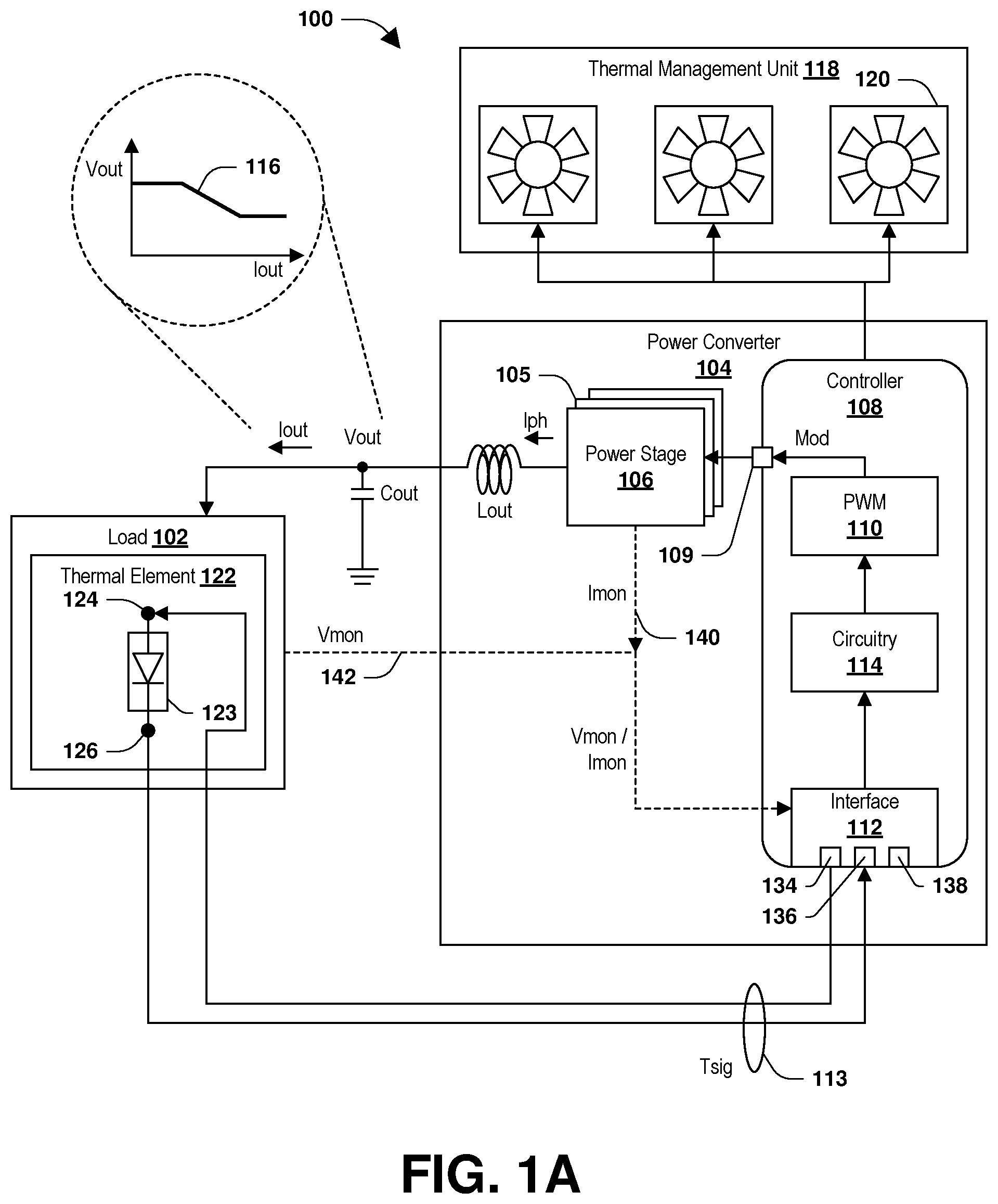 Patent US12142999 Figure 1 – Remote temperature sensing with load-line