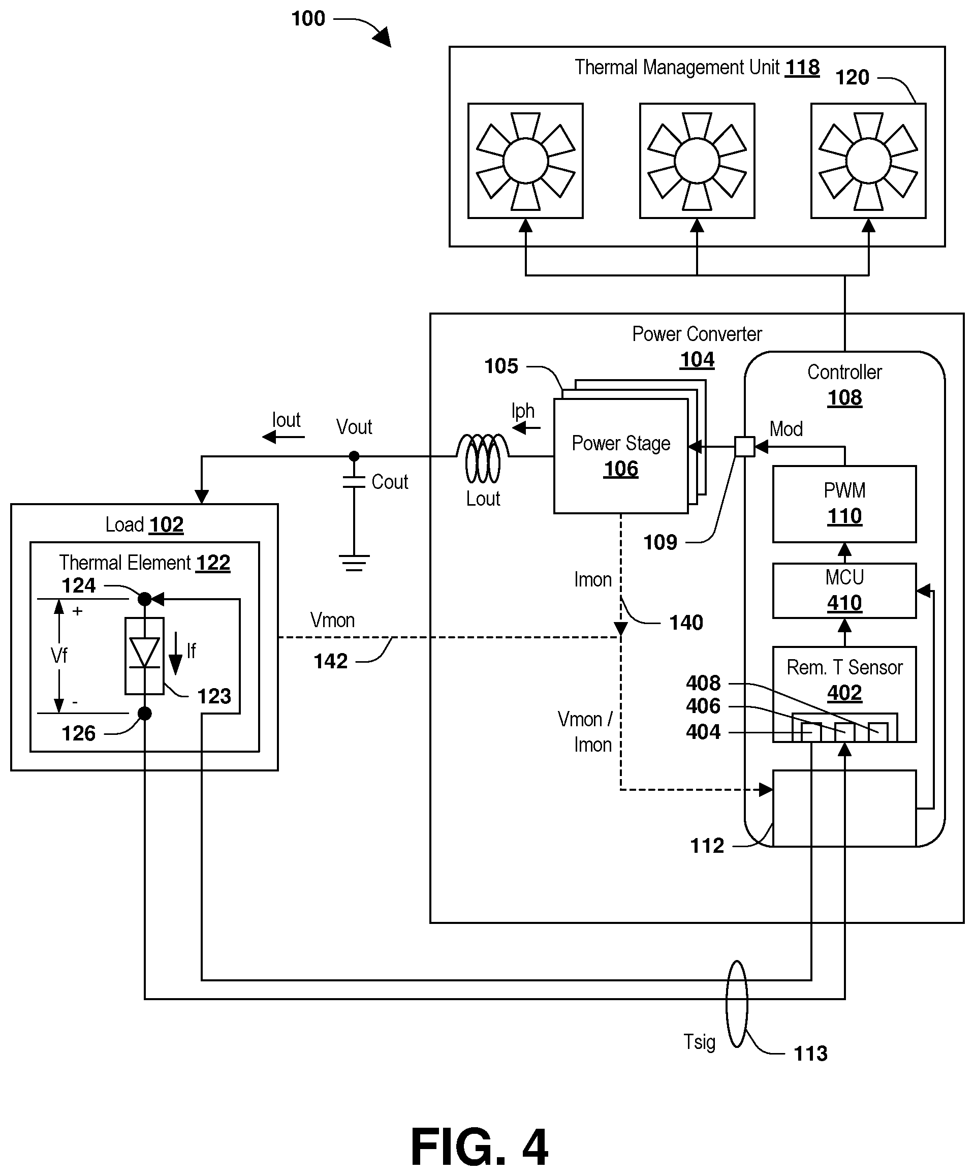 Patent US12142999 Figure 9 – Remote temperature sensing with load-line