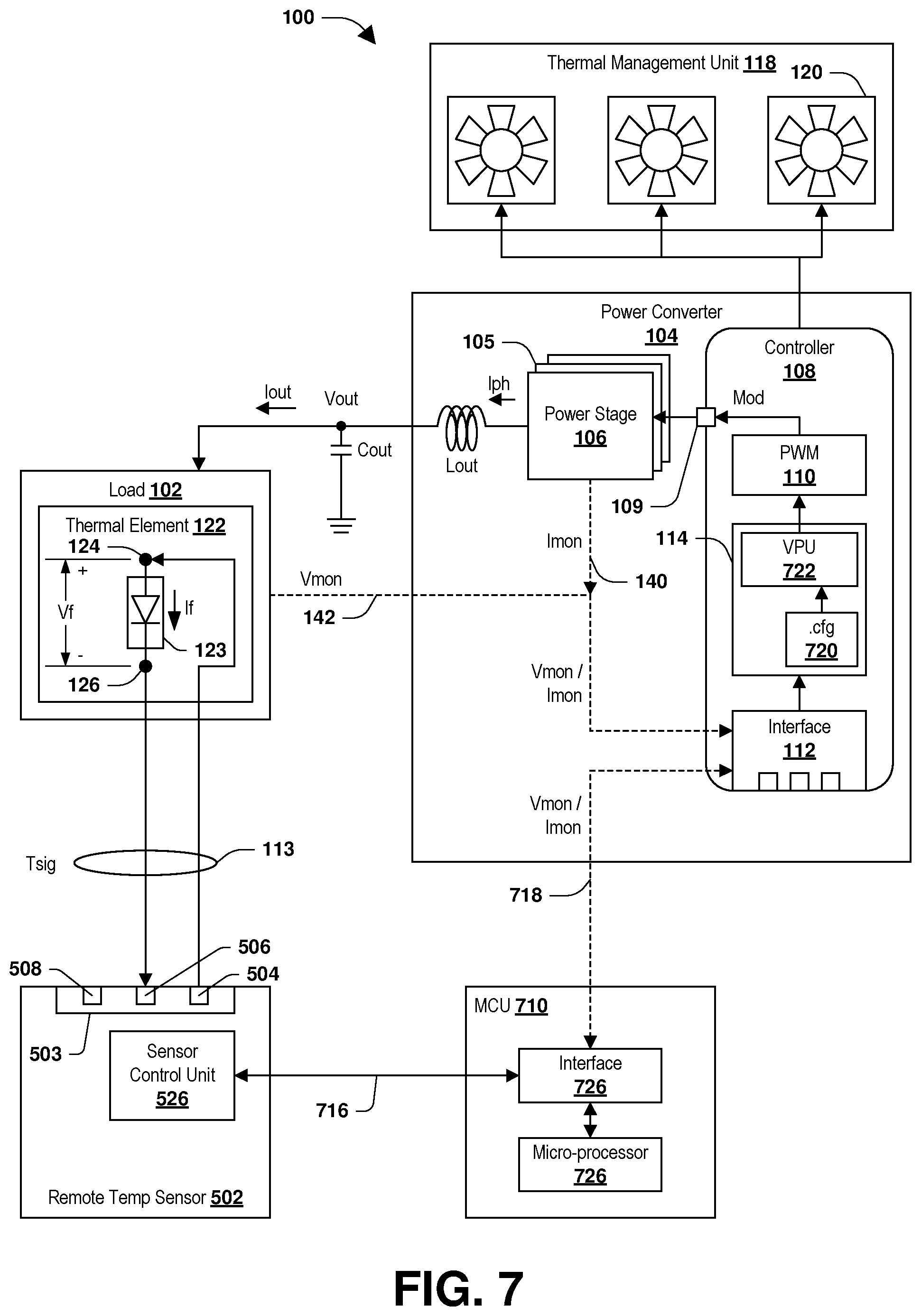 Patent US12142999 Figure 12 – Remote temperature sensing with load-line