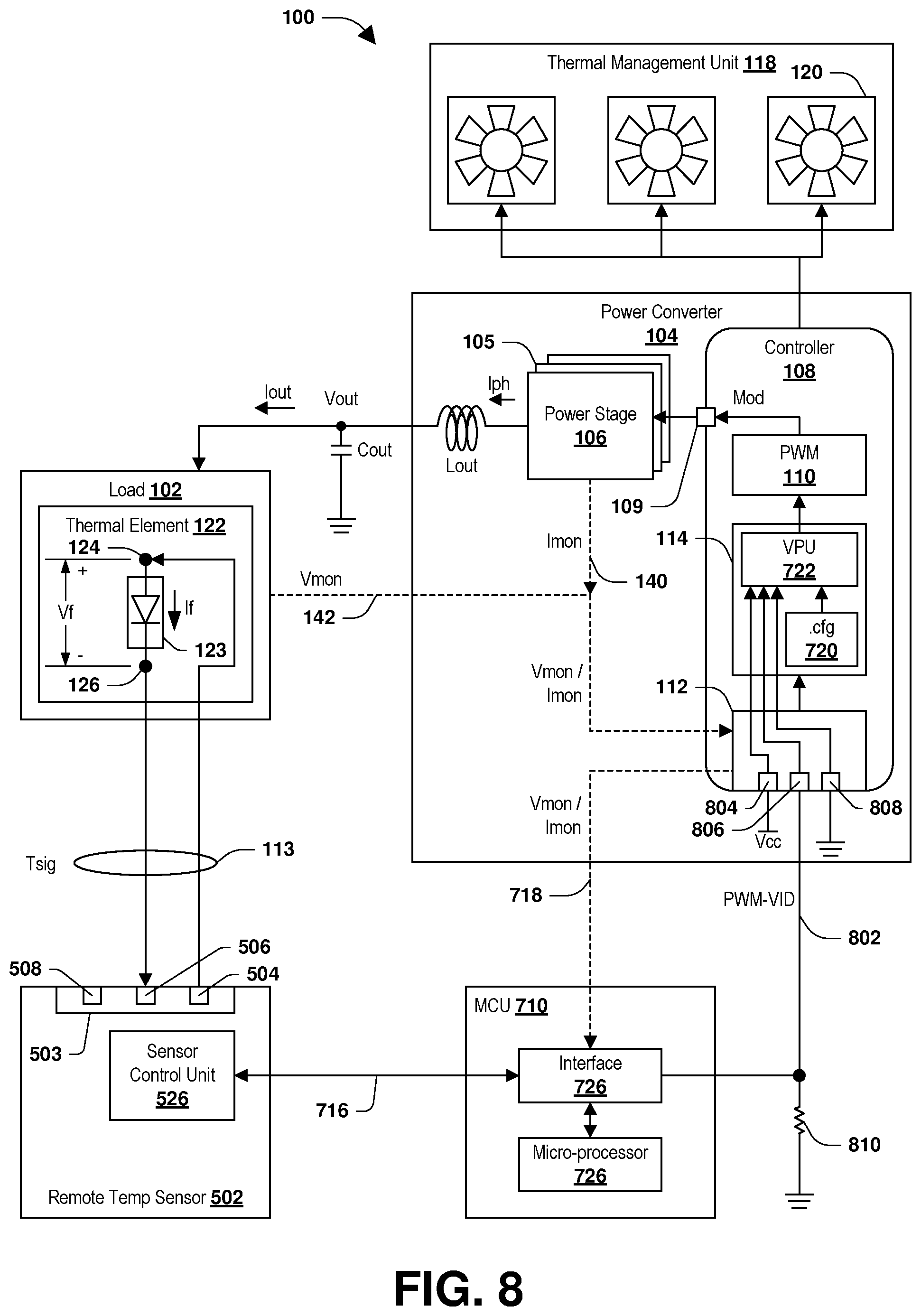 Patent US12142999 Figure 13 – Remote temperature sensing with load-line