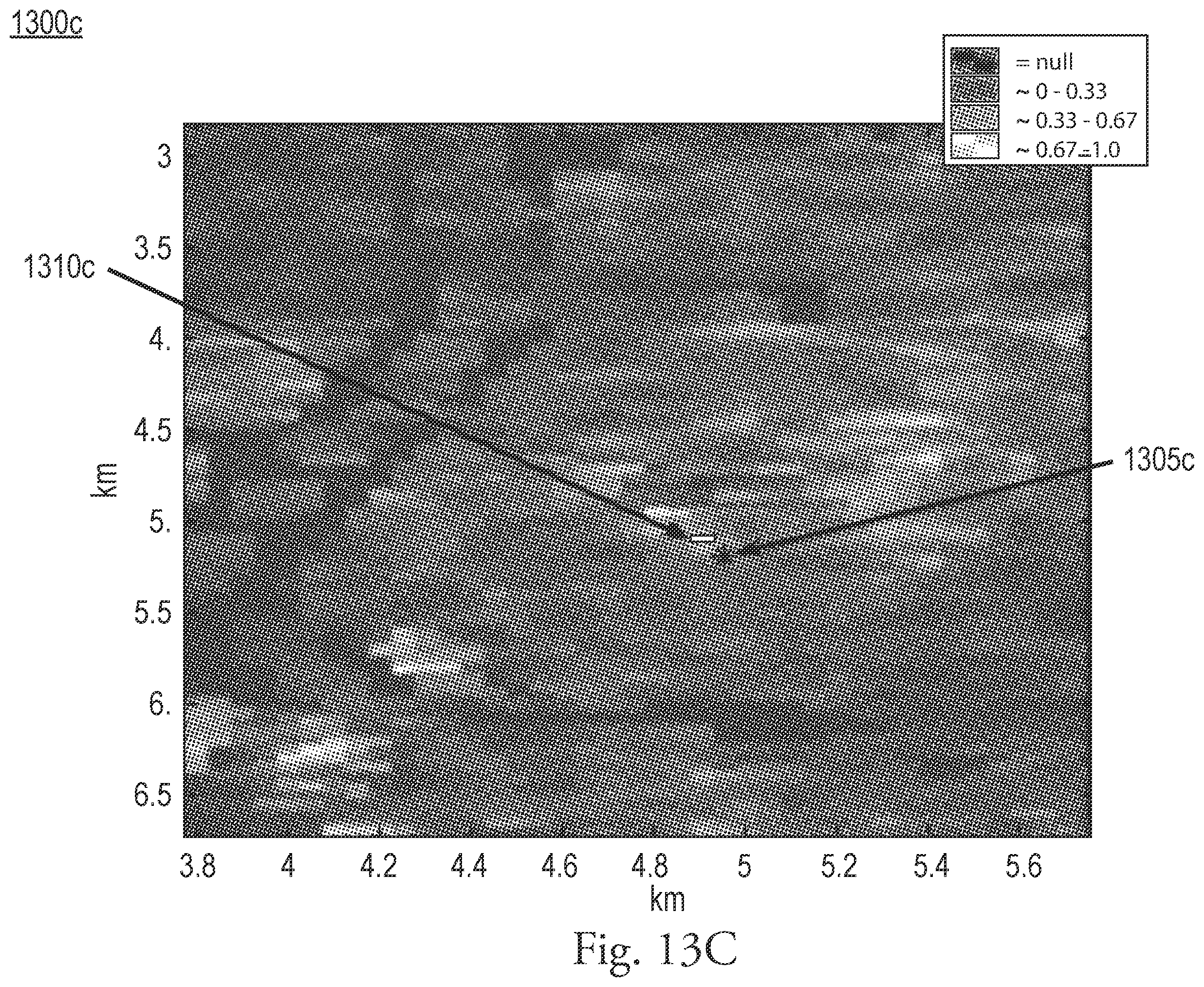 Patent US12147004 Figure 16 – Method, apparatus, and system for identifying surface locations corresponding to subsurface geohazards based on frequency ratios among seismic trace signals