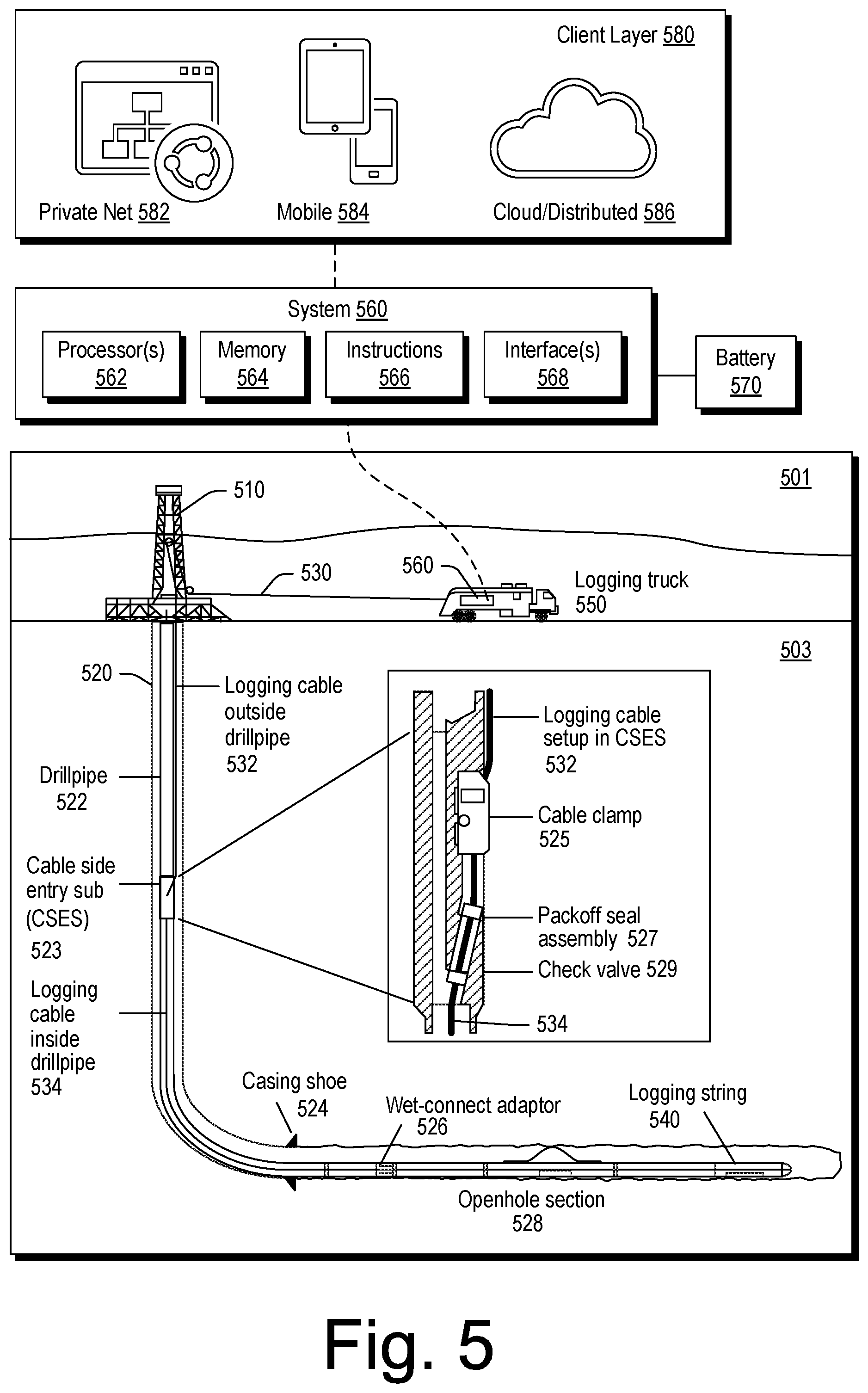 Patent US12147005 Figure 5 – Ultrasonic pulse-echo and caliper formation characterization
