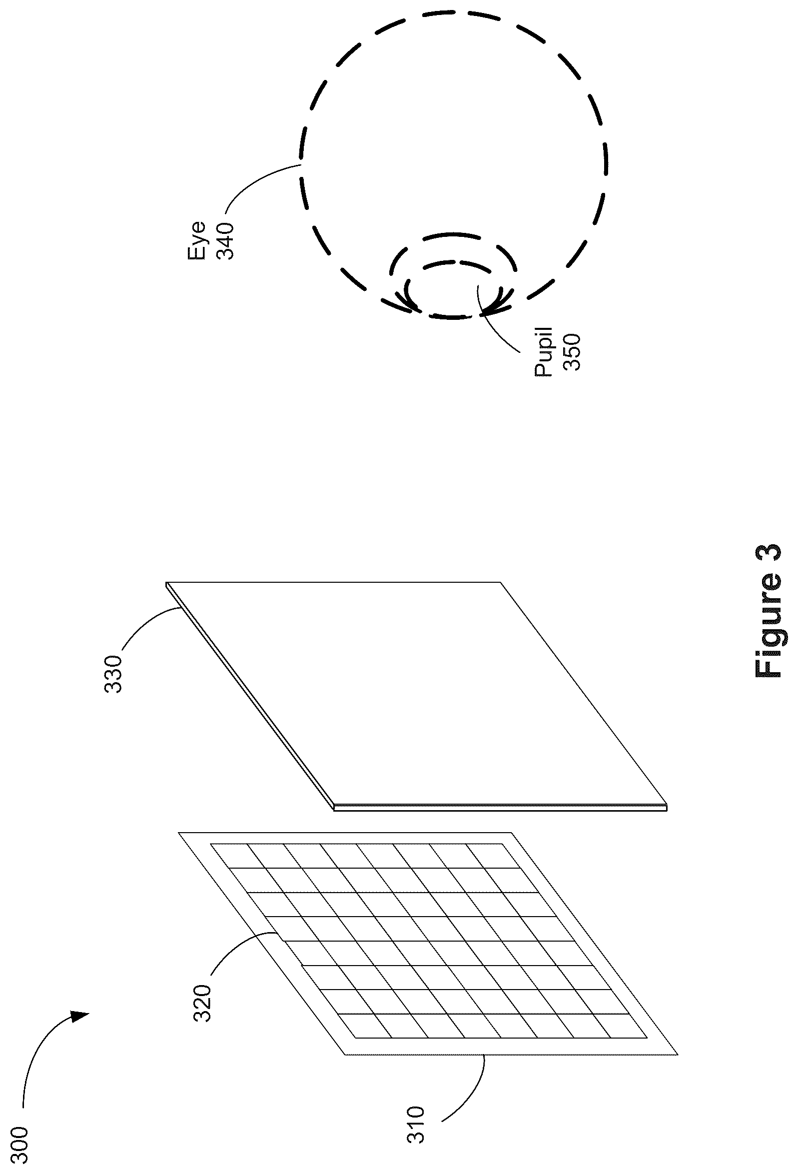 Patent US12147046 Figure 3 – Optical assembly with holographic optics for folded optical path