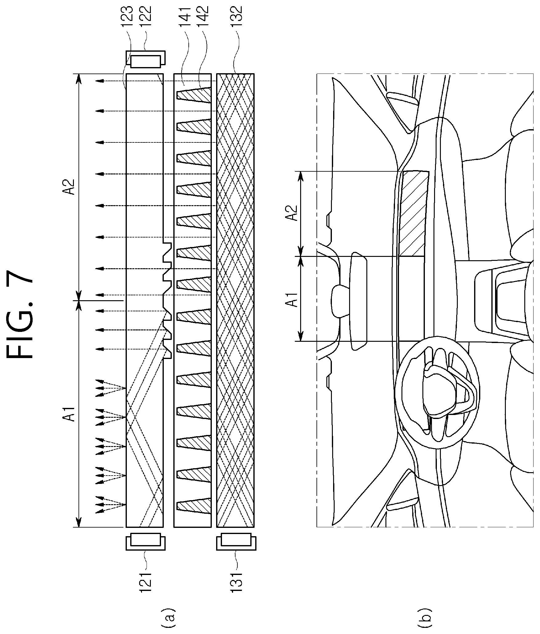 Patent US12147070 Figure 7 – Display backlight unit with edgelit light guide having protruding pattern on bottom surface