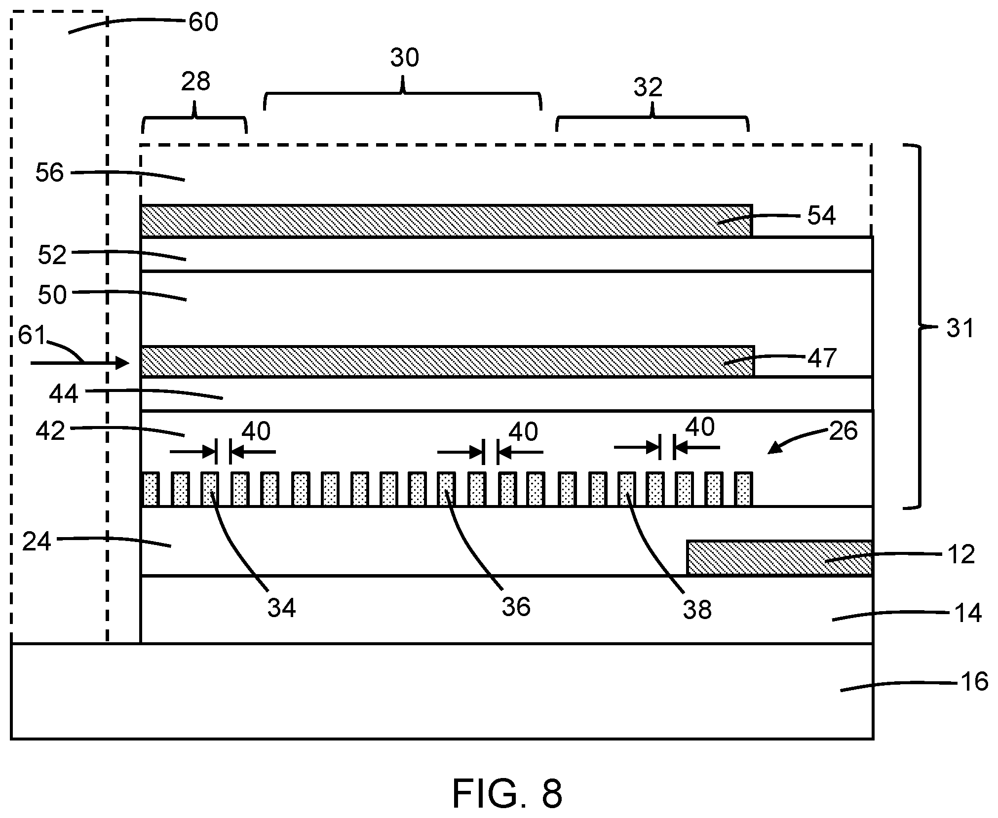 Patent US12147075 Figure 8 – Back-end-of-line edge couplers with a tapered grating