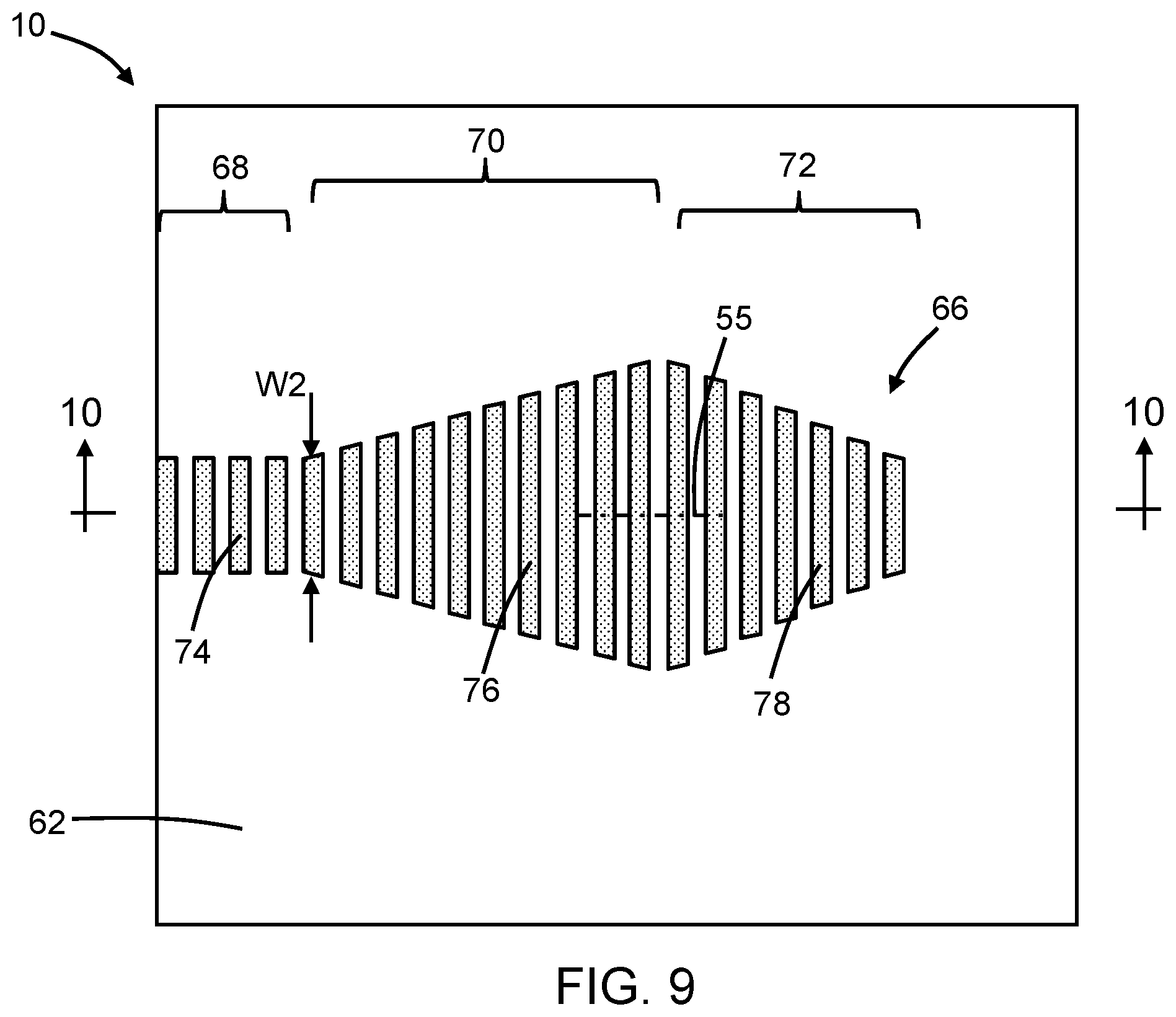 Patent US12147075 Figure 11 – Back-end-of-line edge couplers with a tapered grating