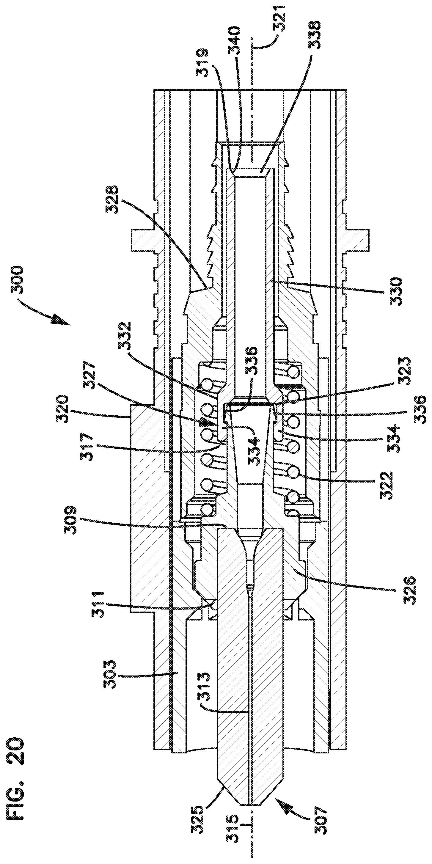 Patent US12147081 Figure 14 – Fiber optic connector with epoxy tube with axial float