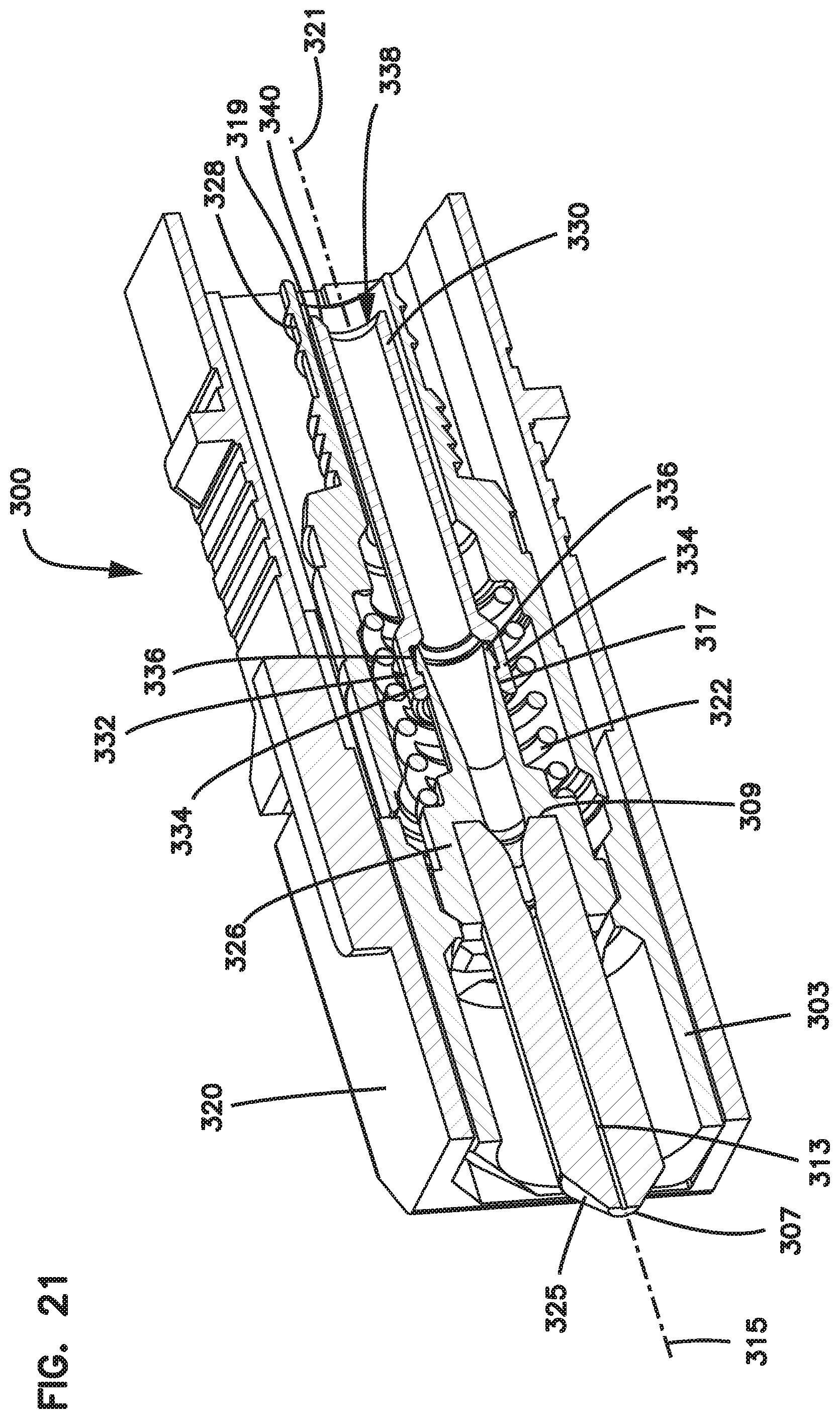 Patent US12147081 Figure 15 – Fiber optic connector with epoxy tube with axial float