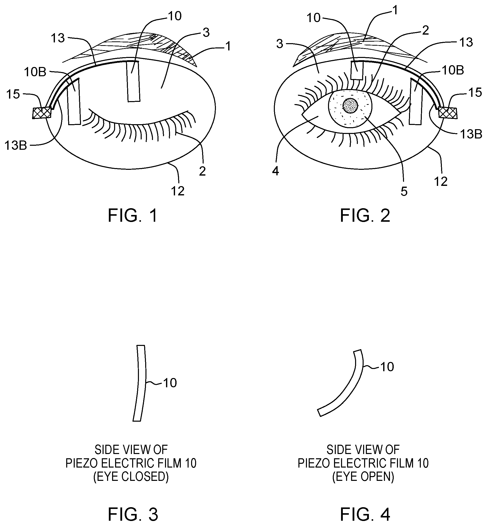 Patent US12147091 Figure 1 – Piezoelectric device powering smart contact lens with eyelid movement