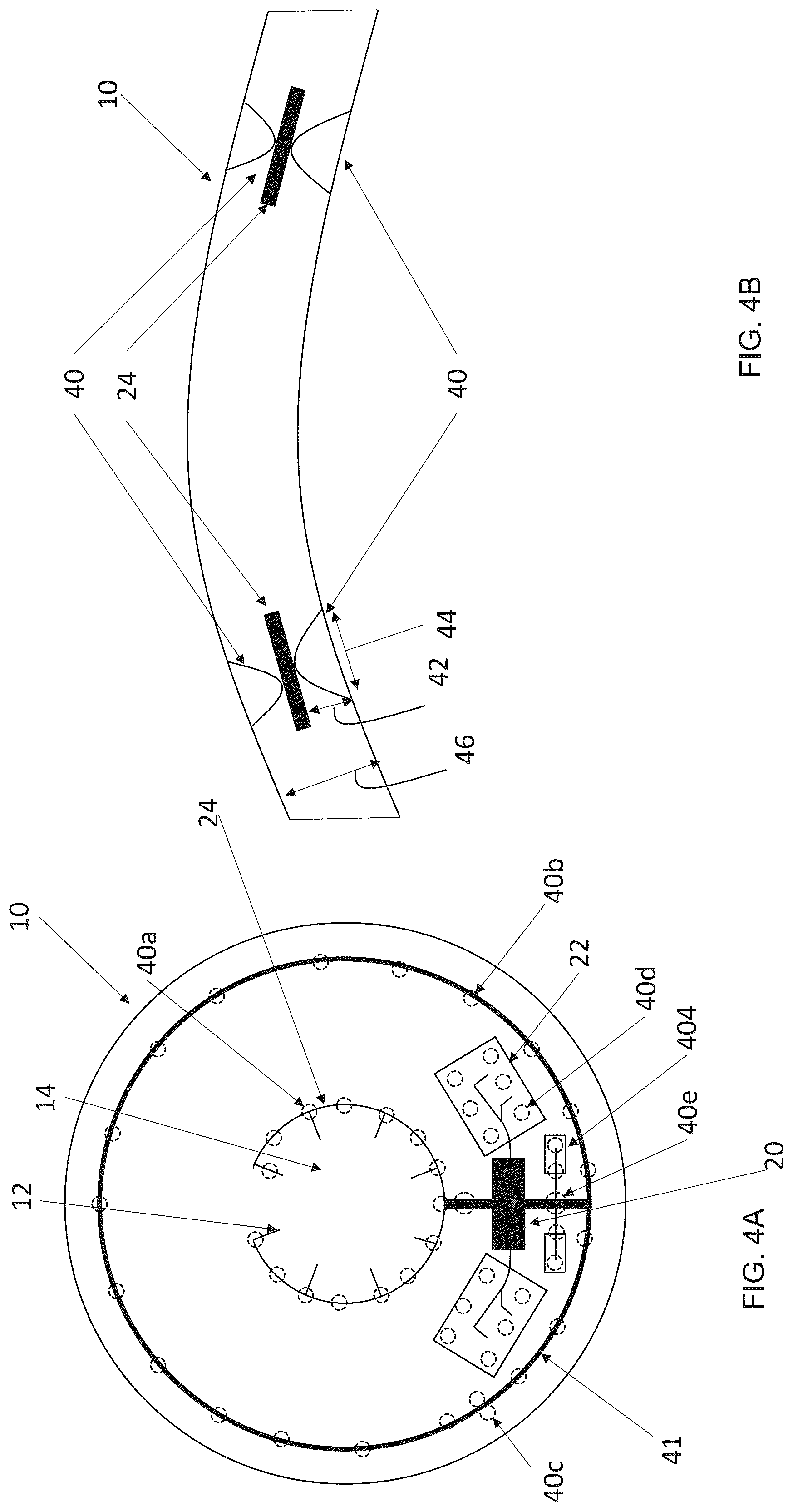 Patent US12147092 Figure 4 – Supporting pillars for encapsulating a flexible PCB within a soft hydrogel contact lens