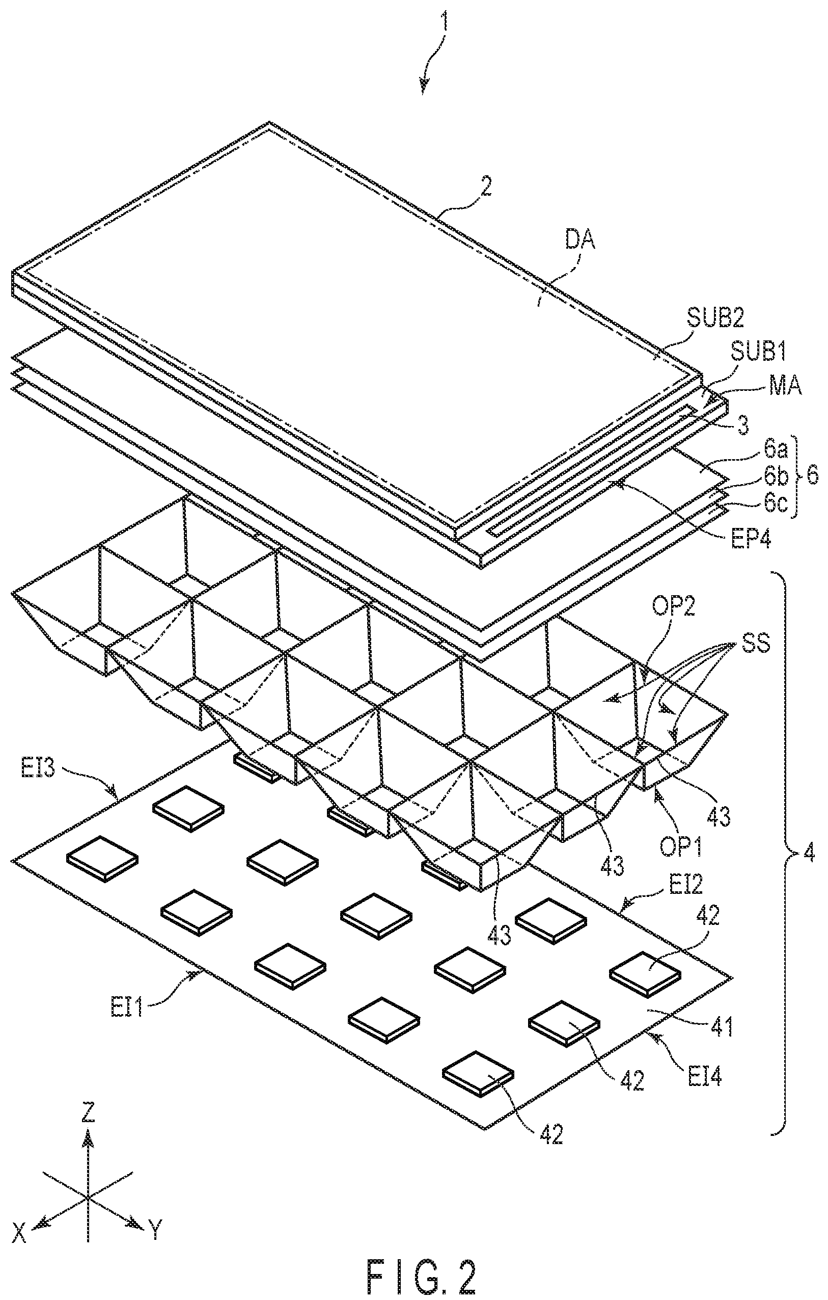 Patent US12147103 Figure 2 – Display device and storing body