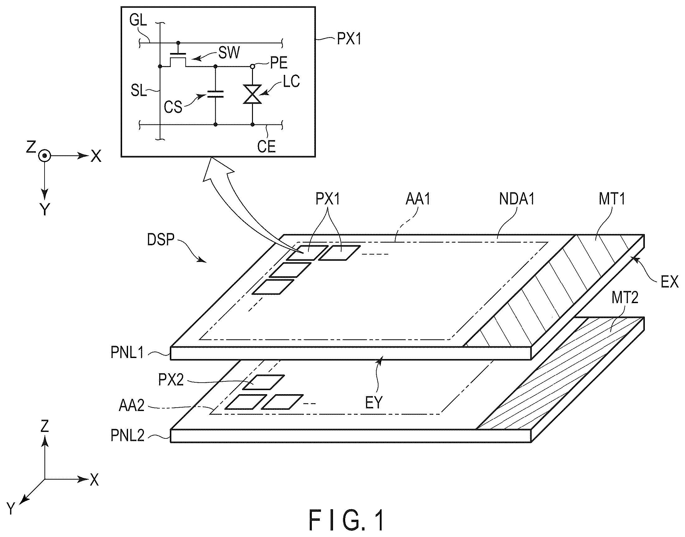 Patent US12147110 Figure 1 – Display device