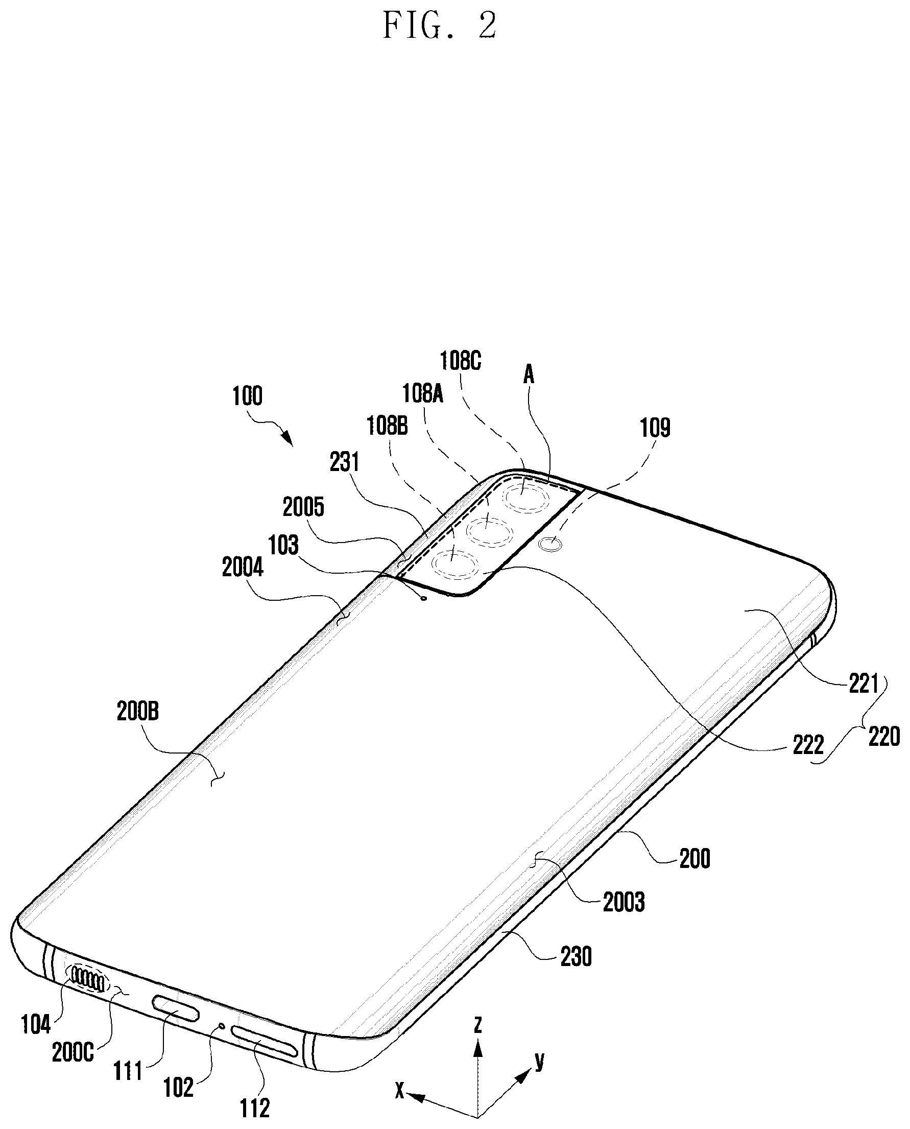 Patent US12147151 Figure 2 – Camera bracket and electronic device including same
