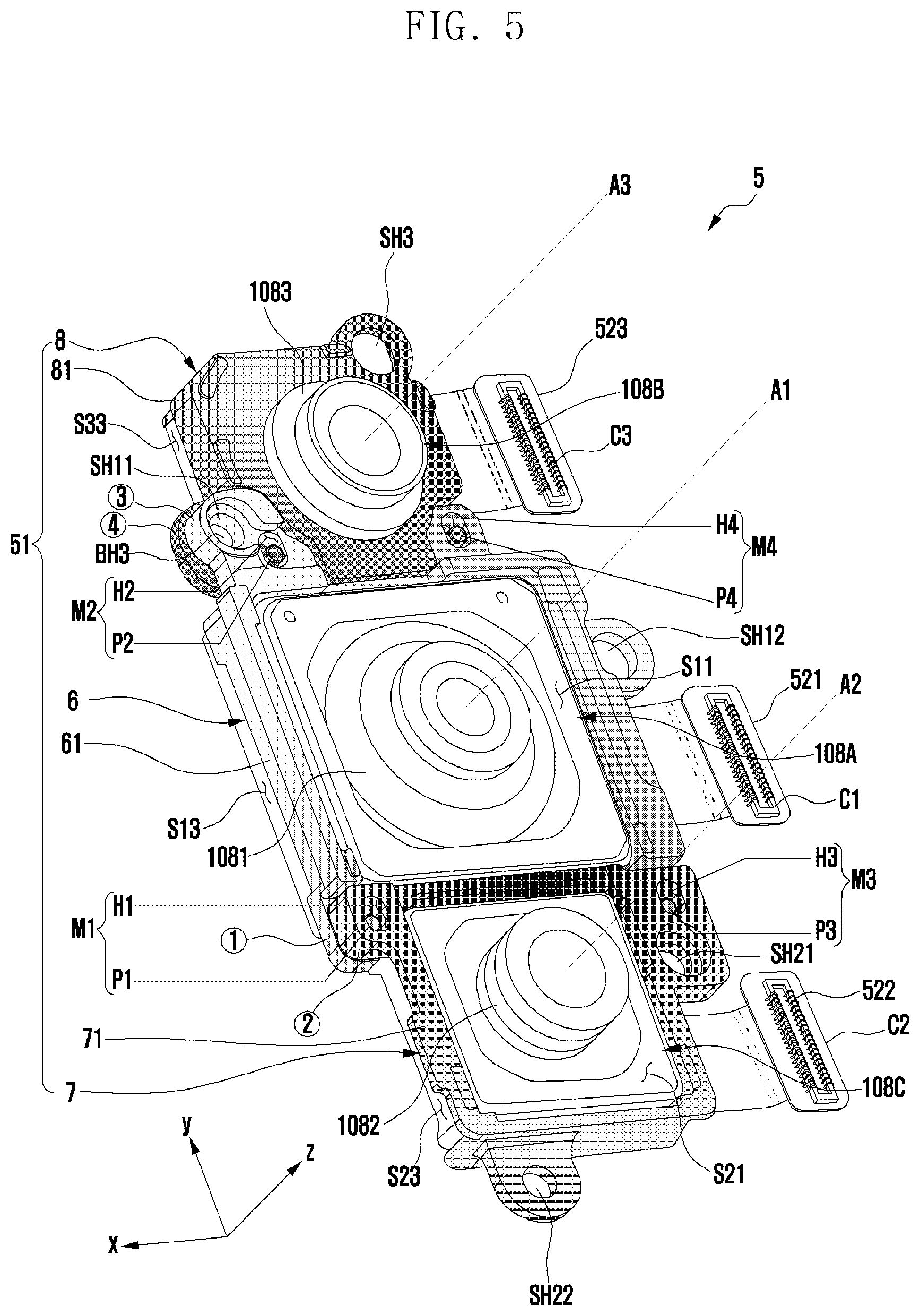 Patent US12147151 Figure 5 – Camera bracket and electronic device including same