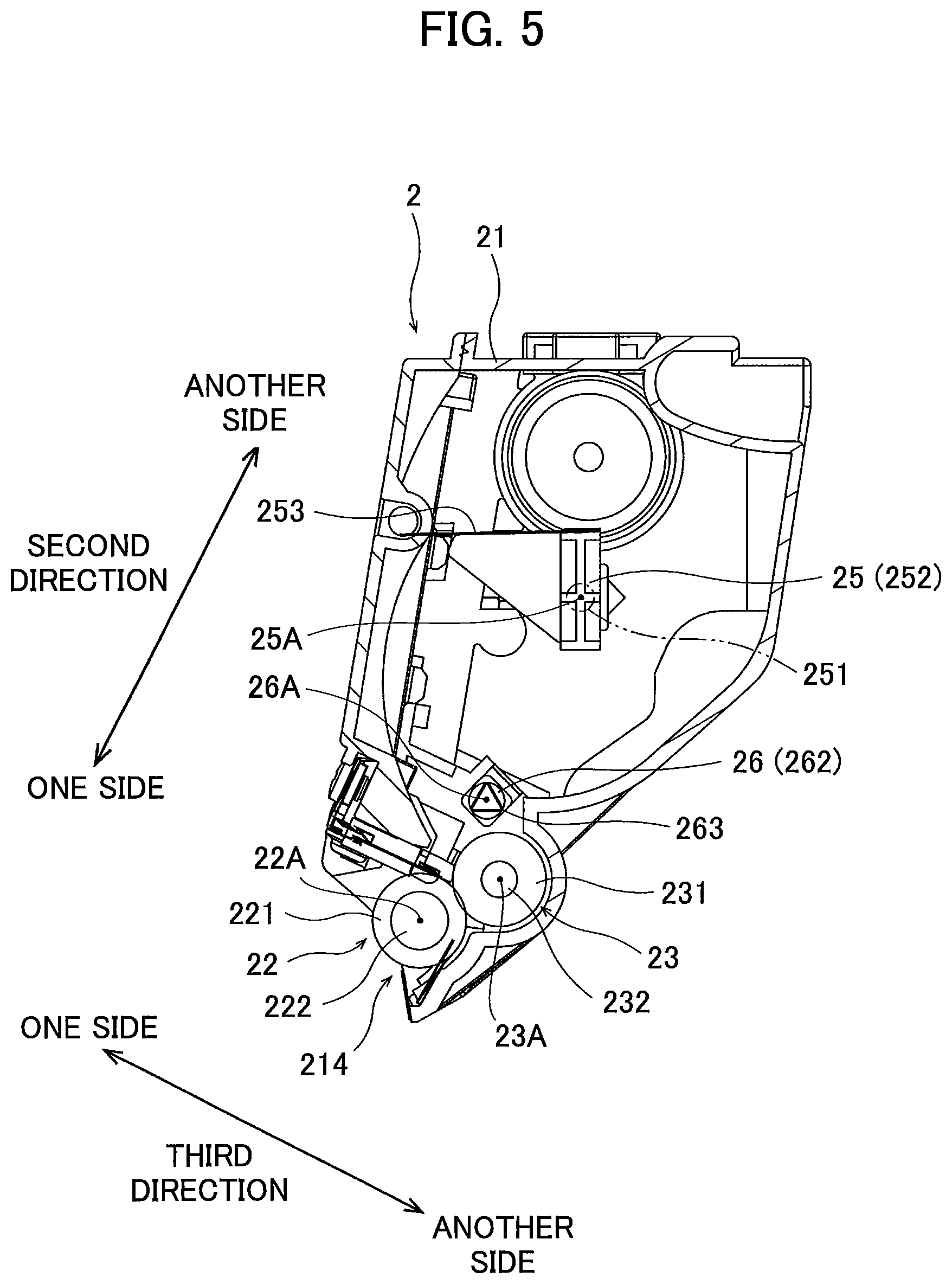 Patent US12147171 Figure 5 – Developing cartridge including casing and first and second agitators for agitating toner accommodated in casing