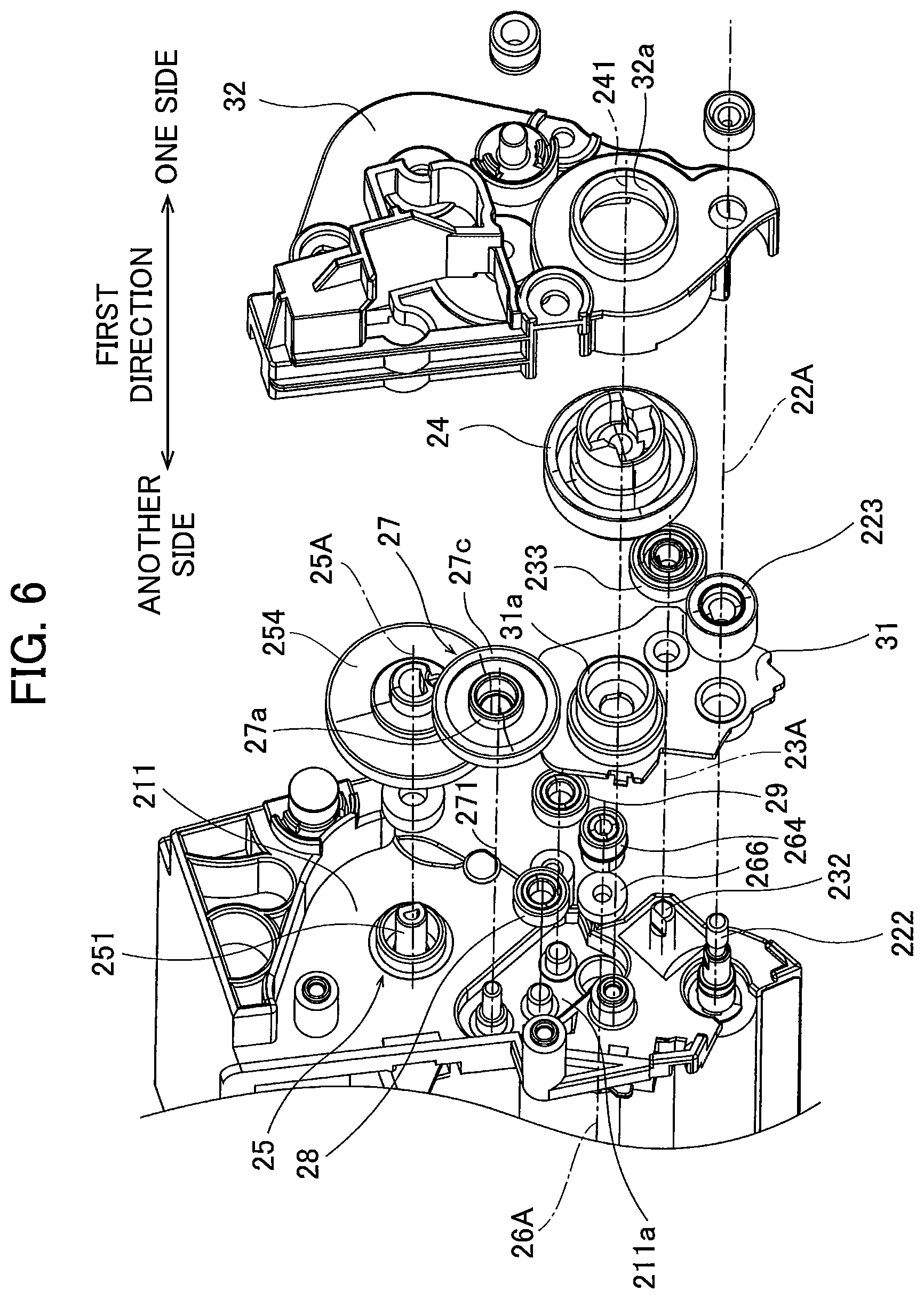 Patent US12147171 Figure 6 – Developing cartridge including casing and first and second agitators for agitating toner accommodated in casing