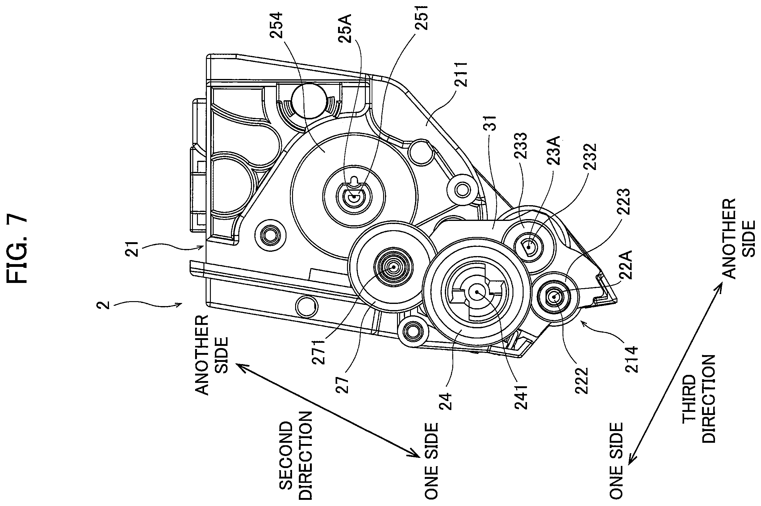 Patent US12147171 Figure 7 – Developing cartridge including casing and first and second agitators for agitating toner accommodated in casing